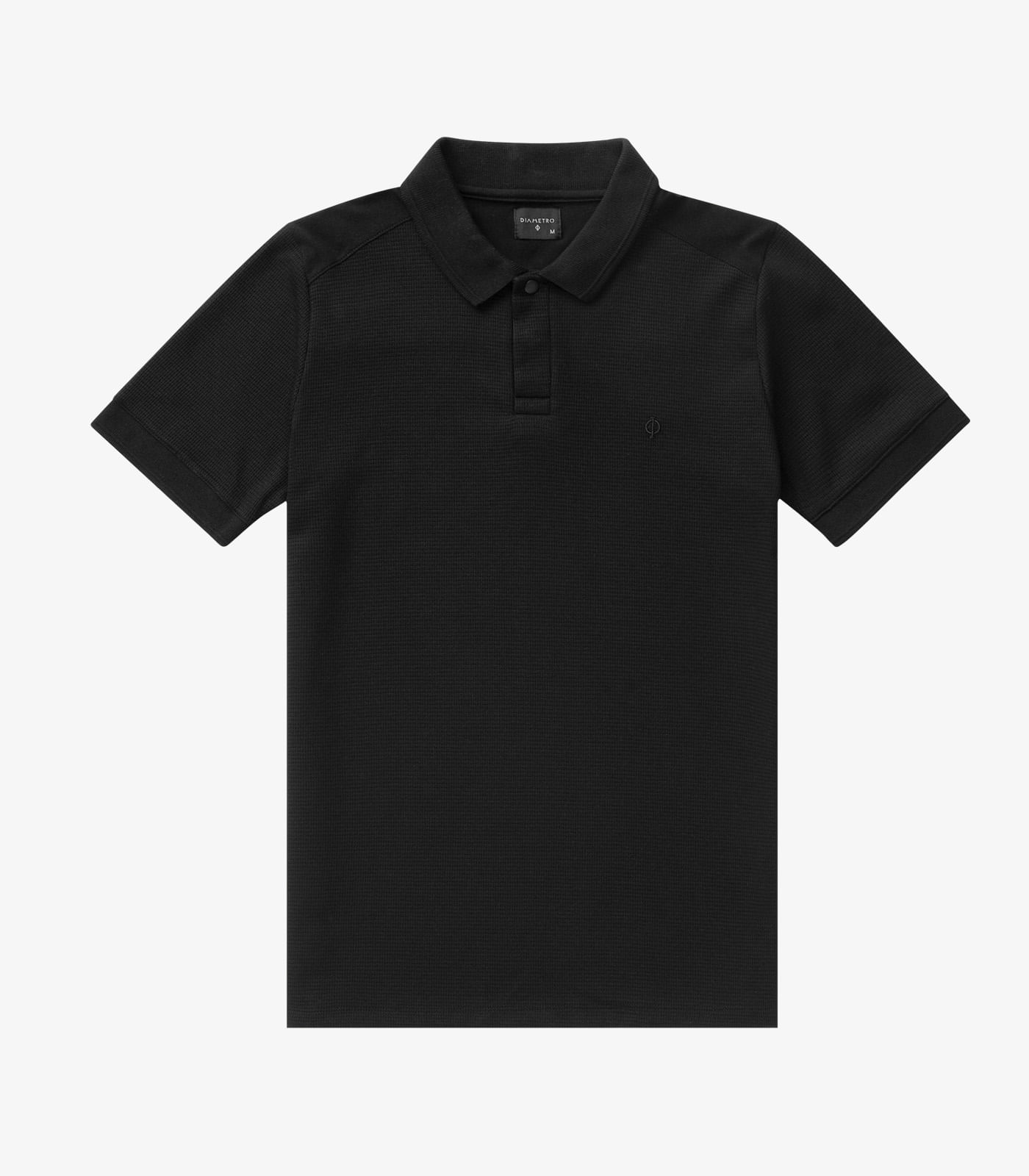 Polo Masculina Malha Maquinetada Diametro Preto - Imagem 3