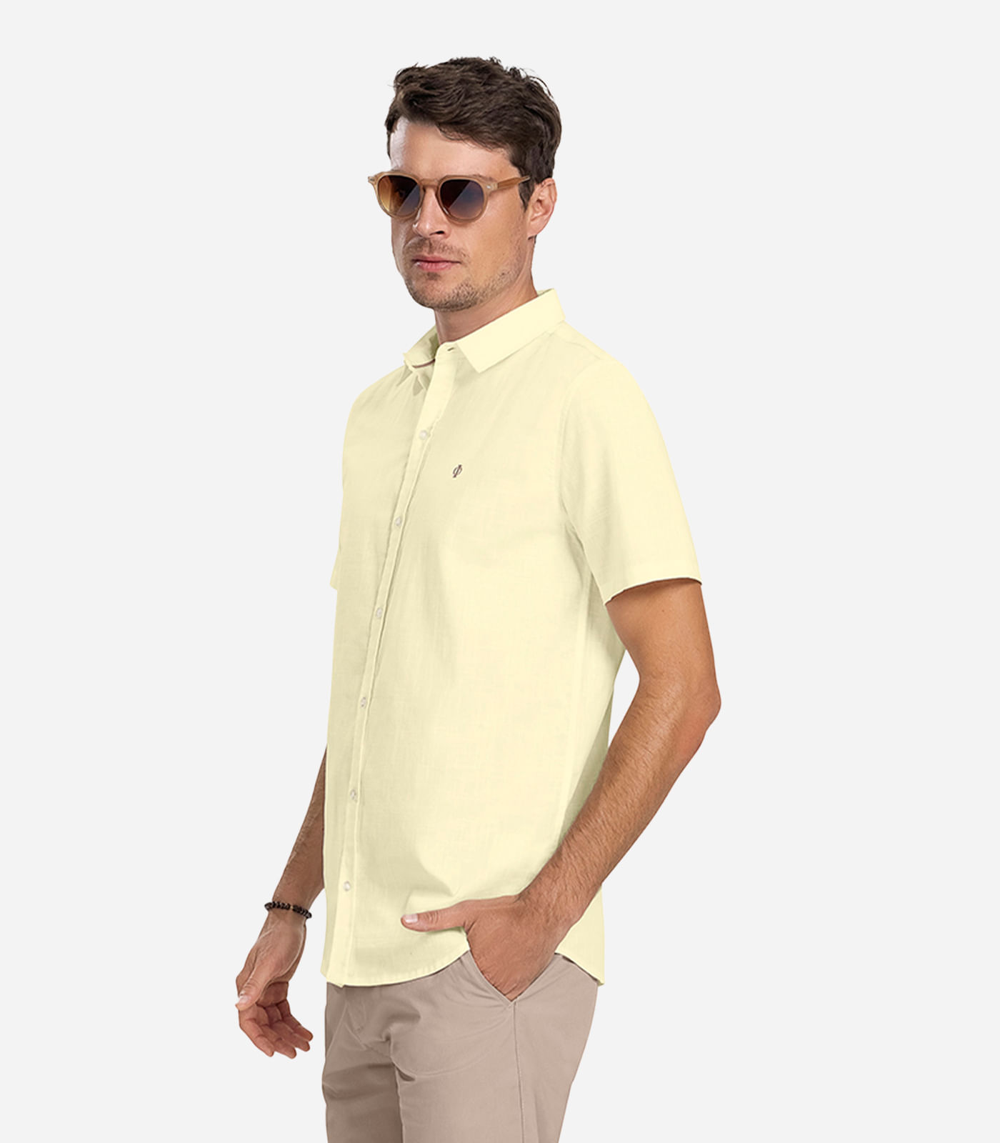 Camisa Masculina Tricoline Diametro Amarelo