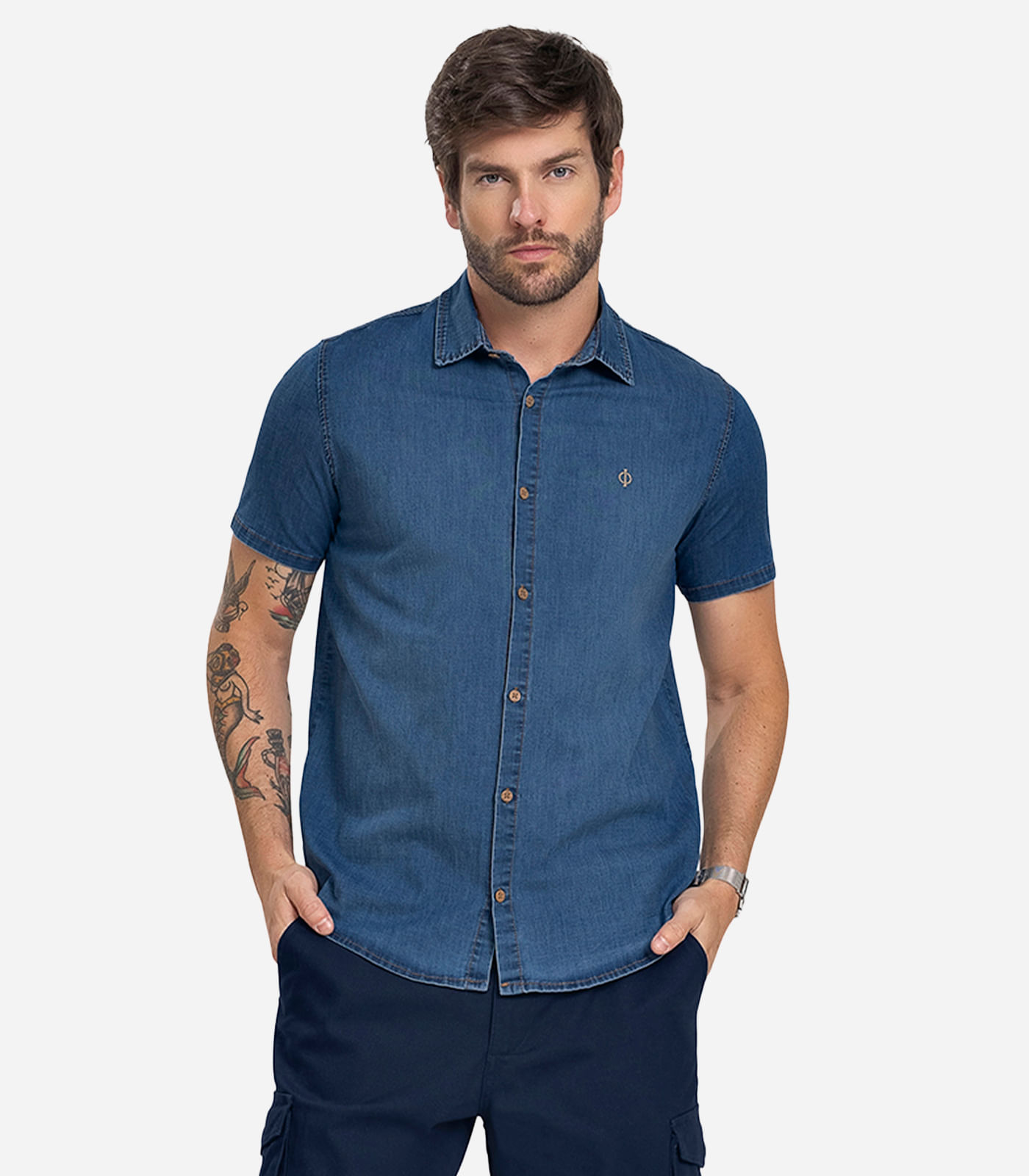 Camisa Masculina Jeans Diametro Azul