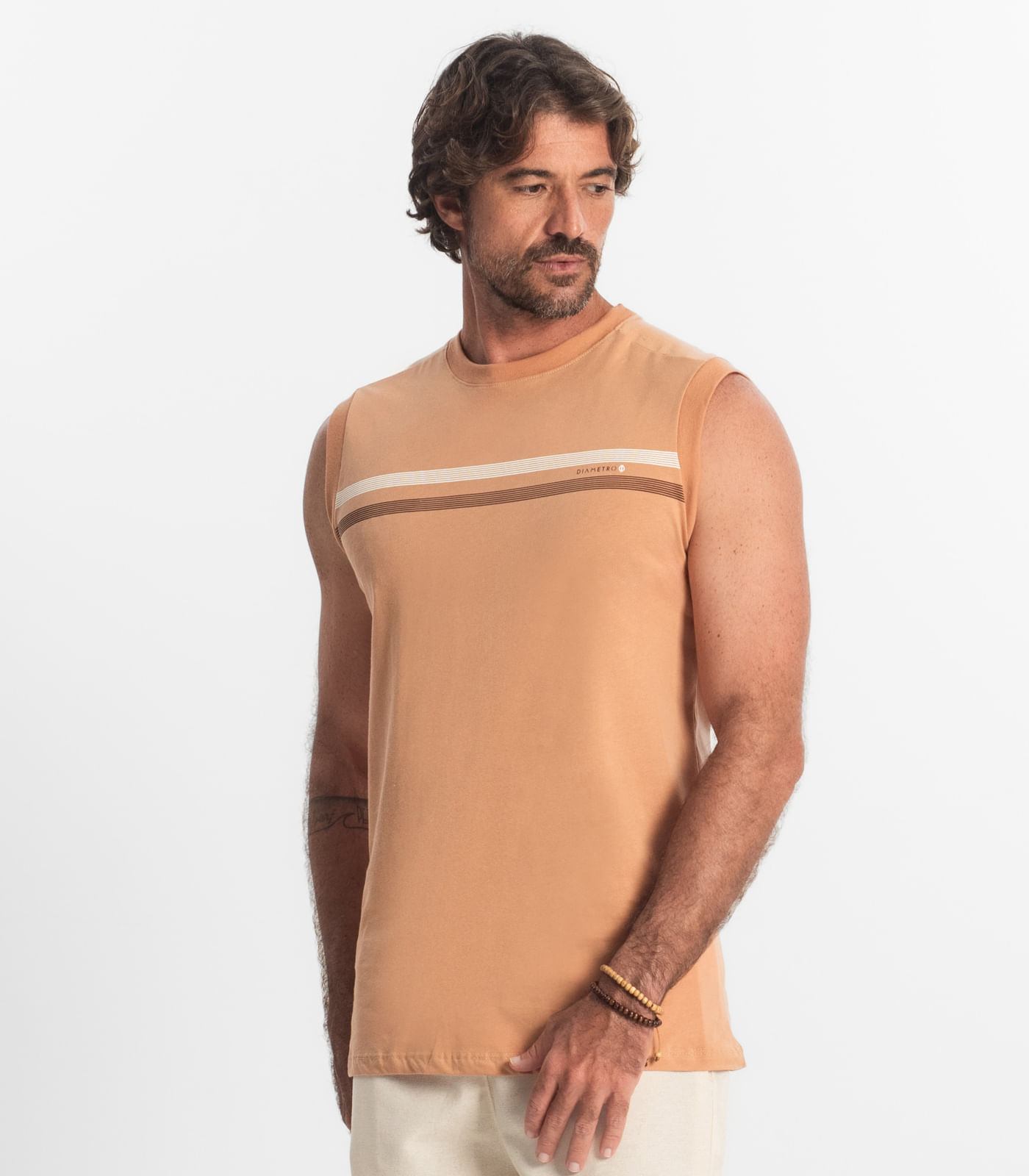 Regata Masculina Meia Malha Diametro Marrom - Imagem 2