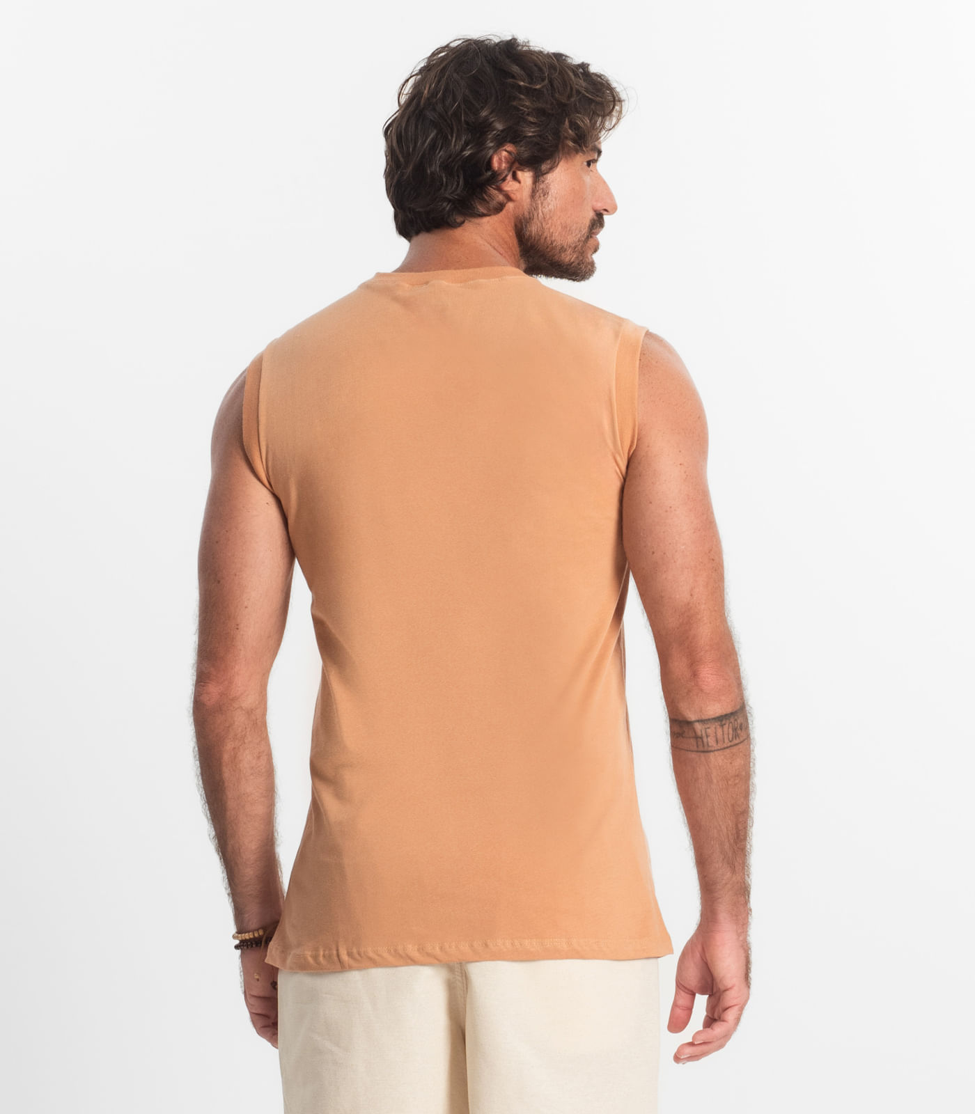 Regata Masculina Meia Malha Diametro Marrom - Imagem 3