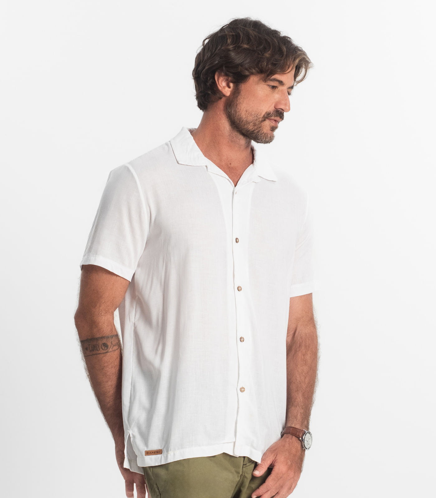 Camisa Masculina Viscolinho Diametro Bege - Imagem 12