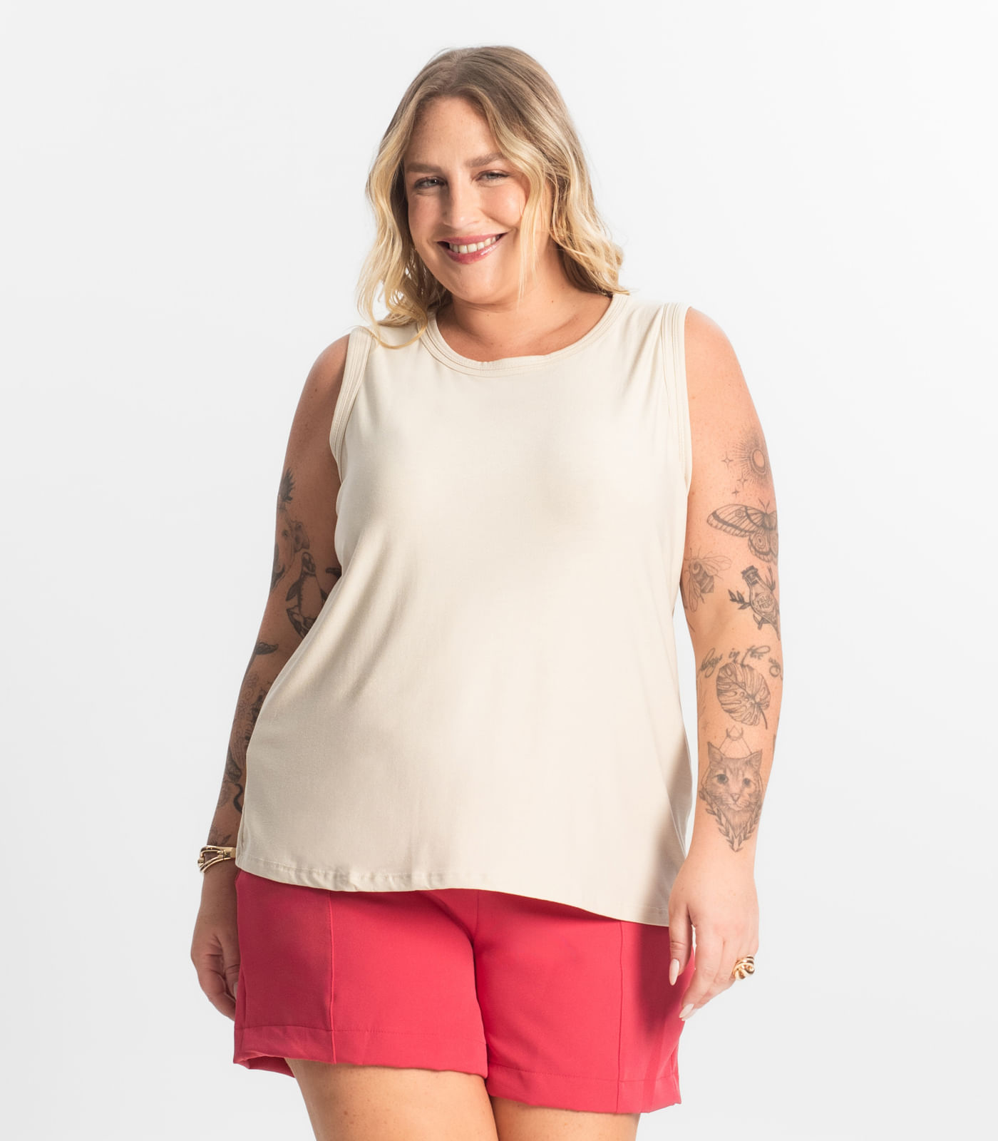 Regata Feminina Plus Size Secret Glam Bege