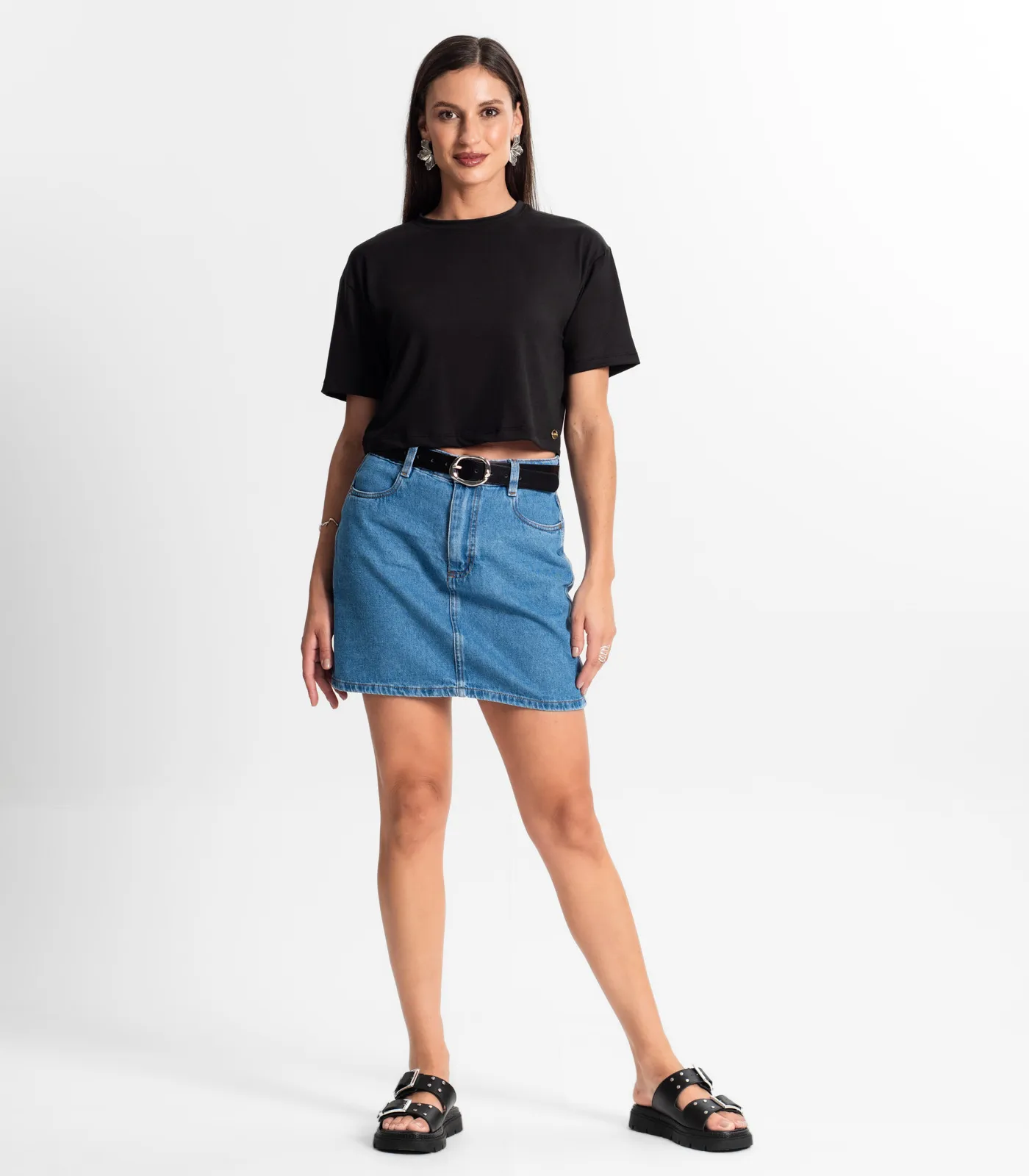 Blusa Cropped Manga Curta Rovitex Preto - Imagem 4
