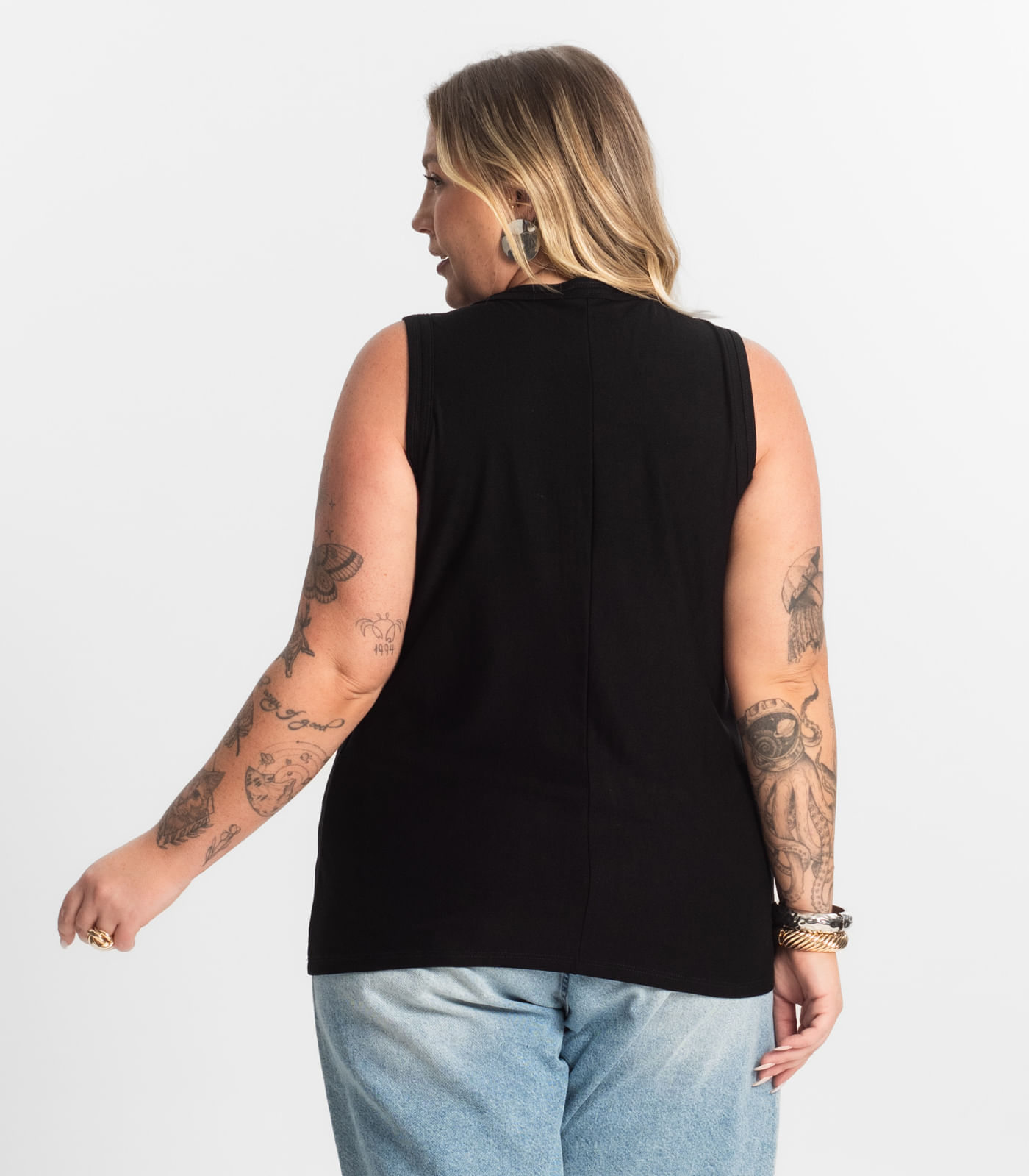 Regata Feminina Plus Size Secret Glam Preto - Imagem 3