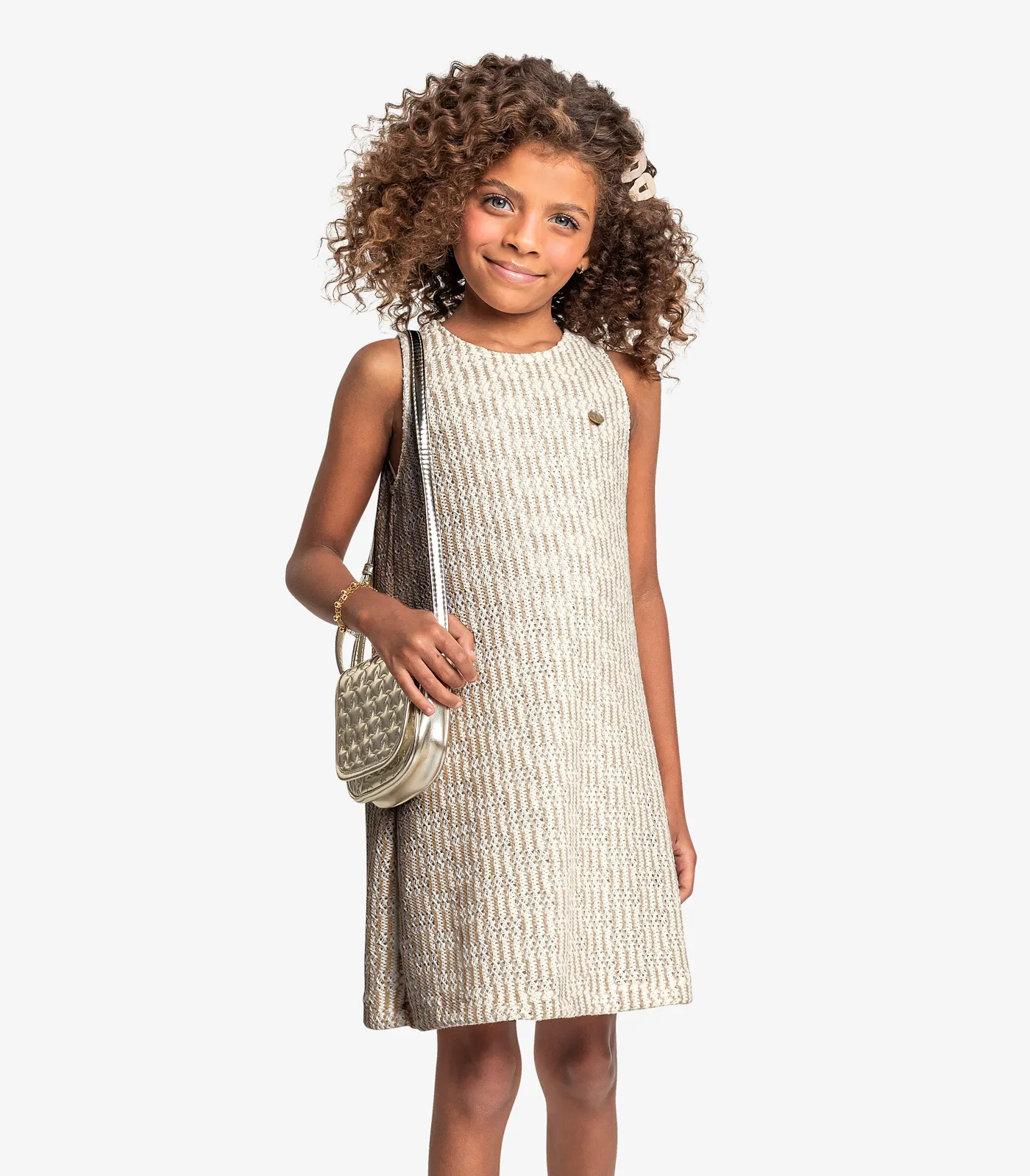 Vestido Infantil Em Tricot Trick Nick Bege