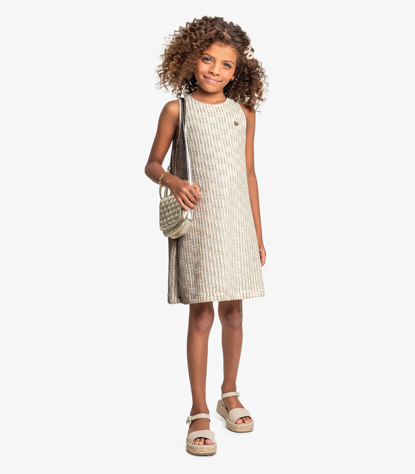 Vestido Infantil Em Tricot Trick Nick Bege - Imagem 4