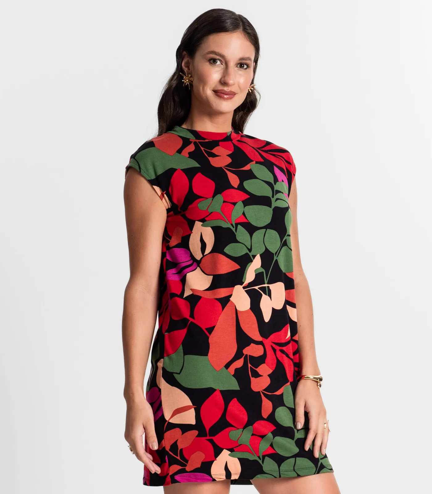 Vestido Curto Estampado Rovitex Preto - Imagem 2