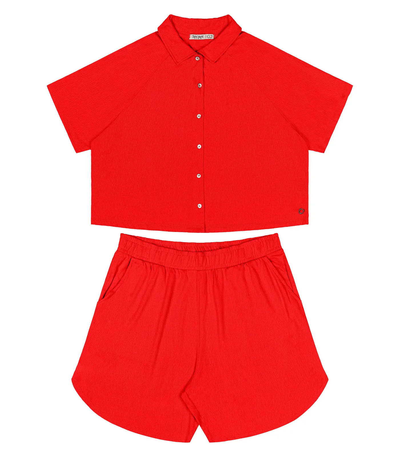 Conjunto Plus Size Camisa Com Bermuda Secret Glam Laranja - Imagem 6