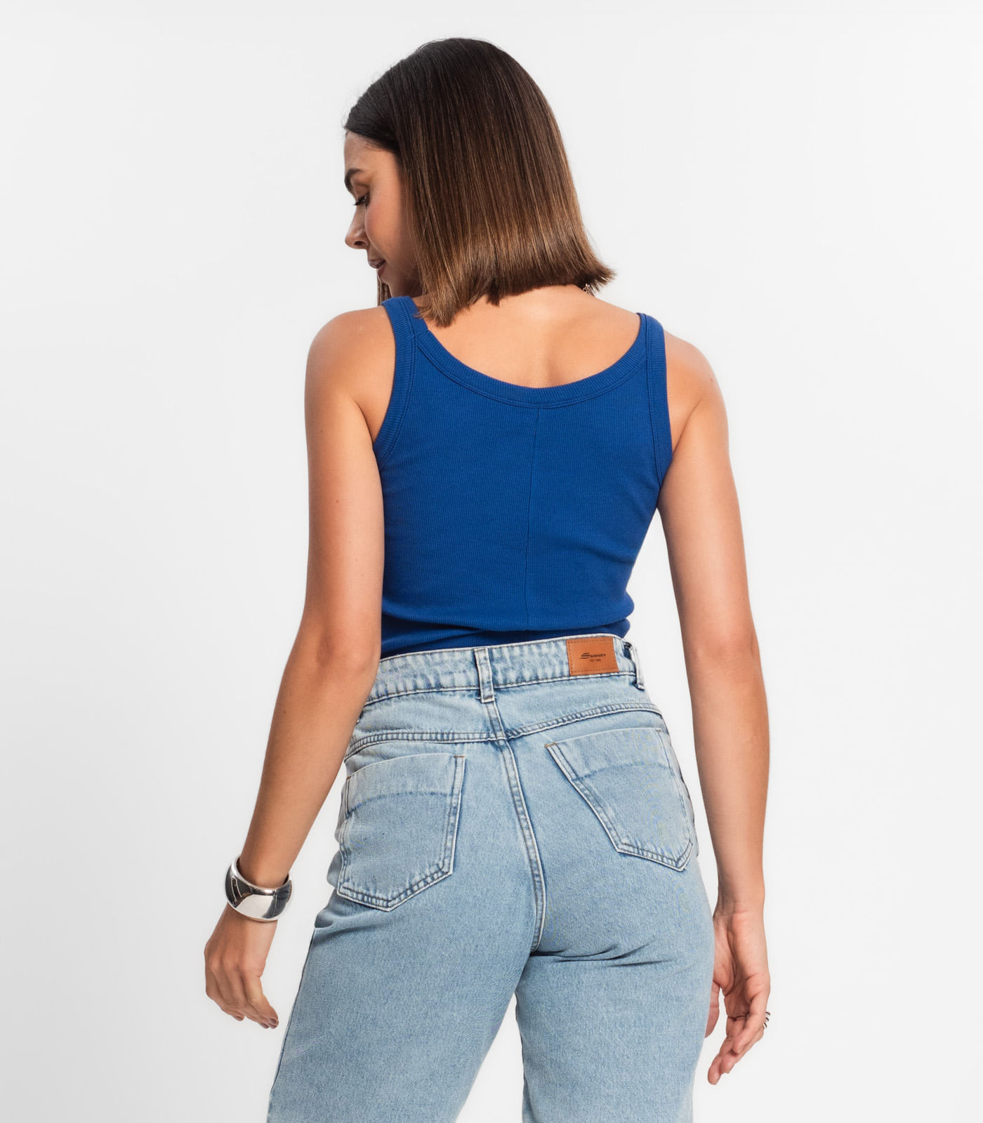 Regata Feminina Em Ribana Rovitex Azul - Imagem 3