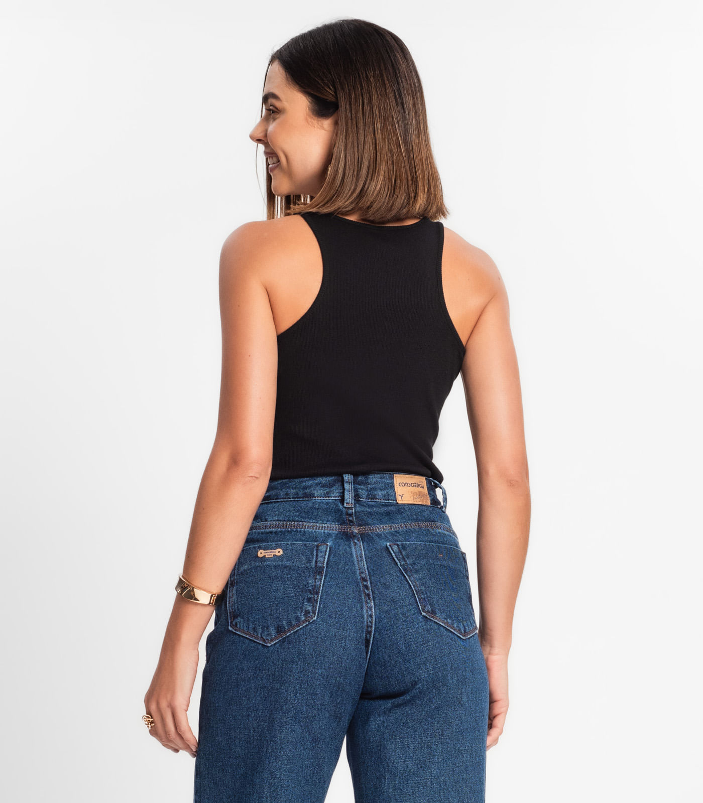 Regata Feminina Em Ribana Rovitex Preto - Imagem 3