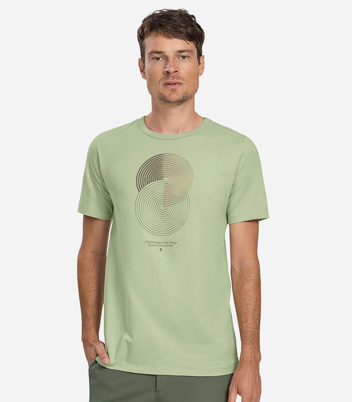 Camiseta Masculina Meia Malha Diametro Verde