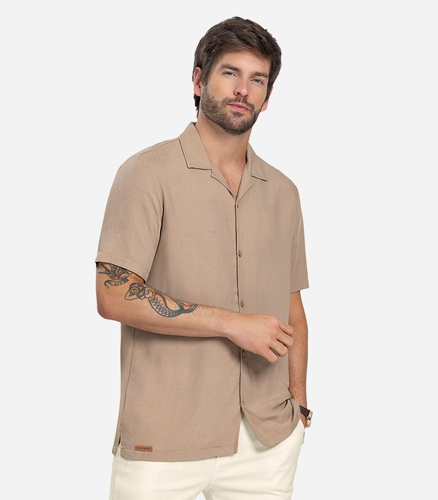 Camisa Masculina Viscolinho Diametro Marrom - Imagem 3