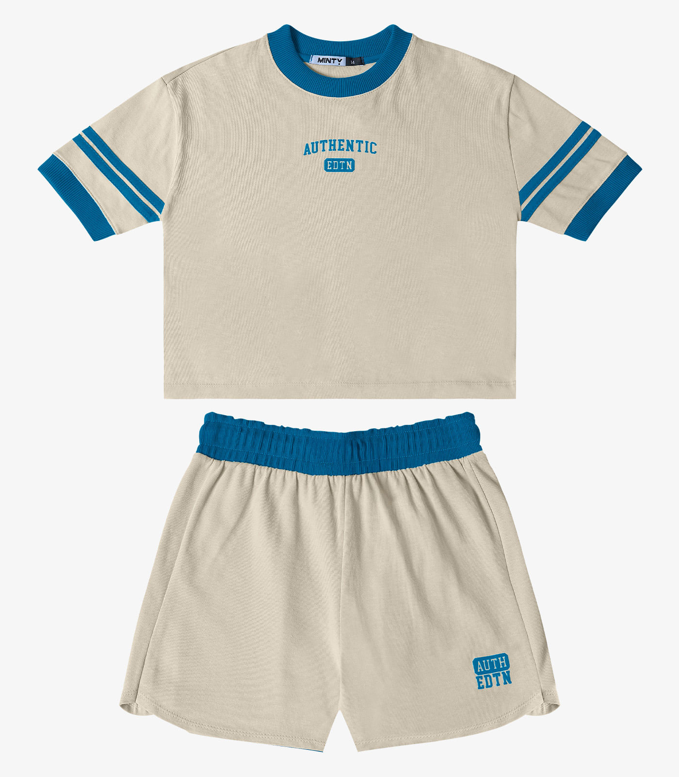 Conjunto Blusa Com Shorts Malhão Feminino Minty Bege - Imagem 2