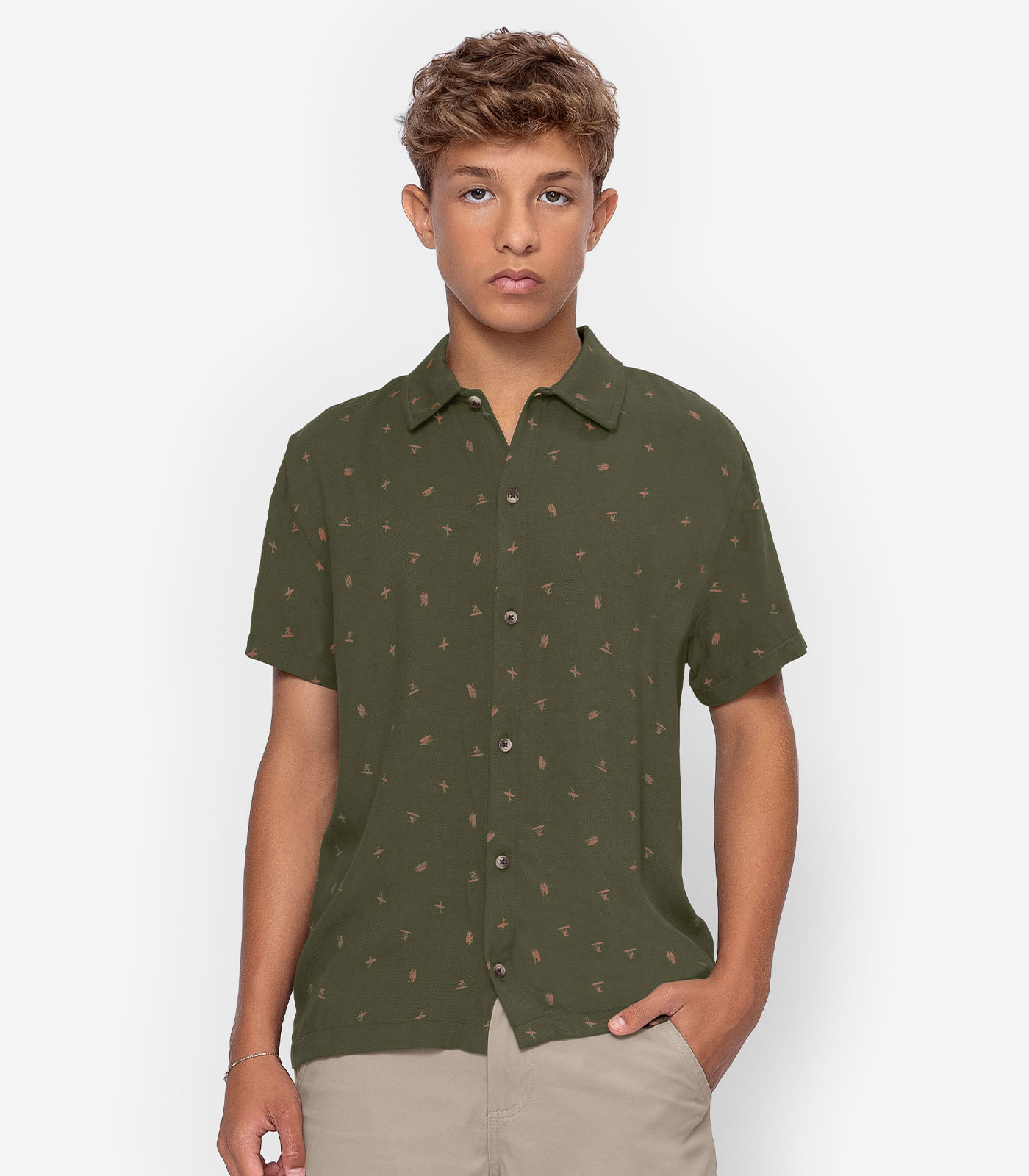 Camisa Juvenil em Viscose Masculina Minty Verde
