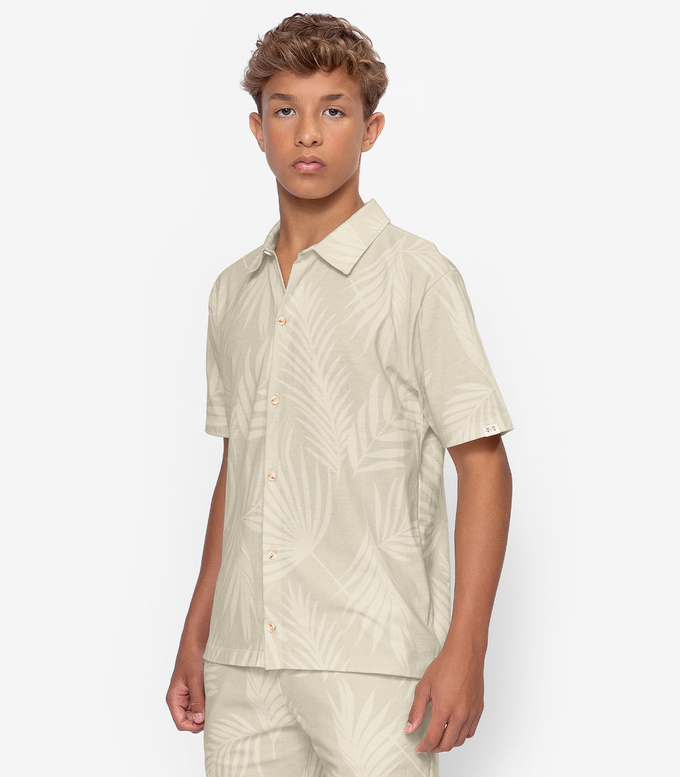 Camisa Juvenil em Meia Malha Masculina Minty Bege