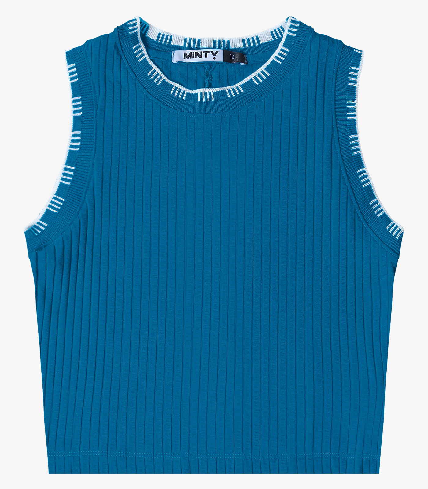 Regata Ribana Canelada Feminina Minty Azul - Imagem 2