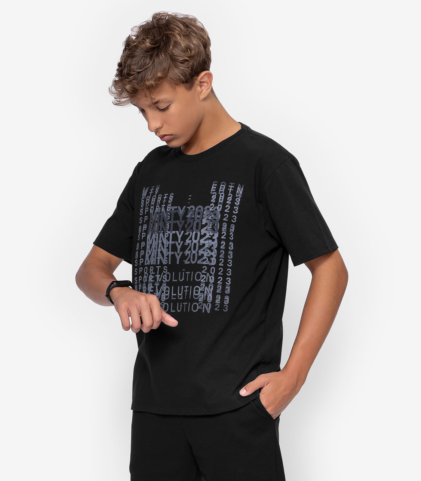 Camiseta Juvenil Estampada Masculina Minty Preto - Imagem 3