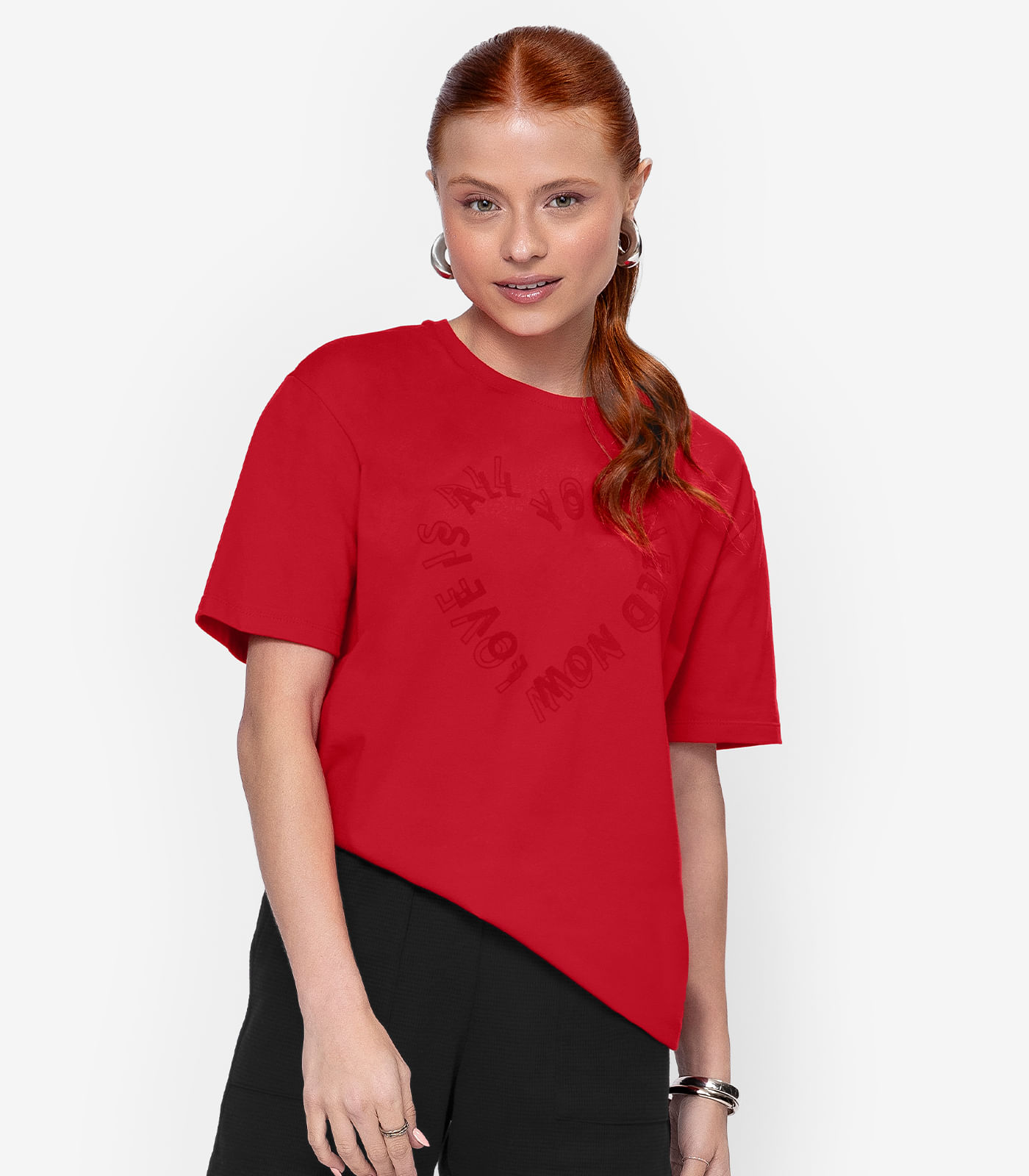 T- Shirt Feminina Estampada Minty Vermelho