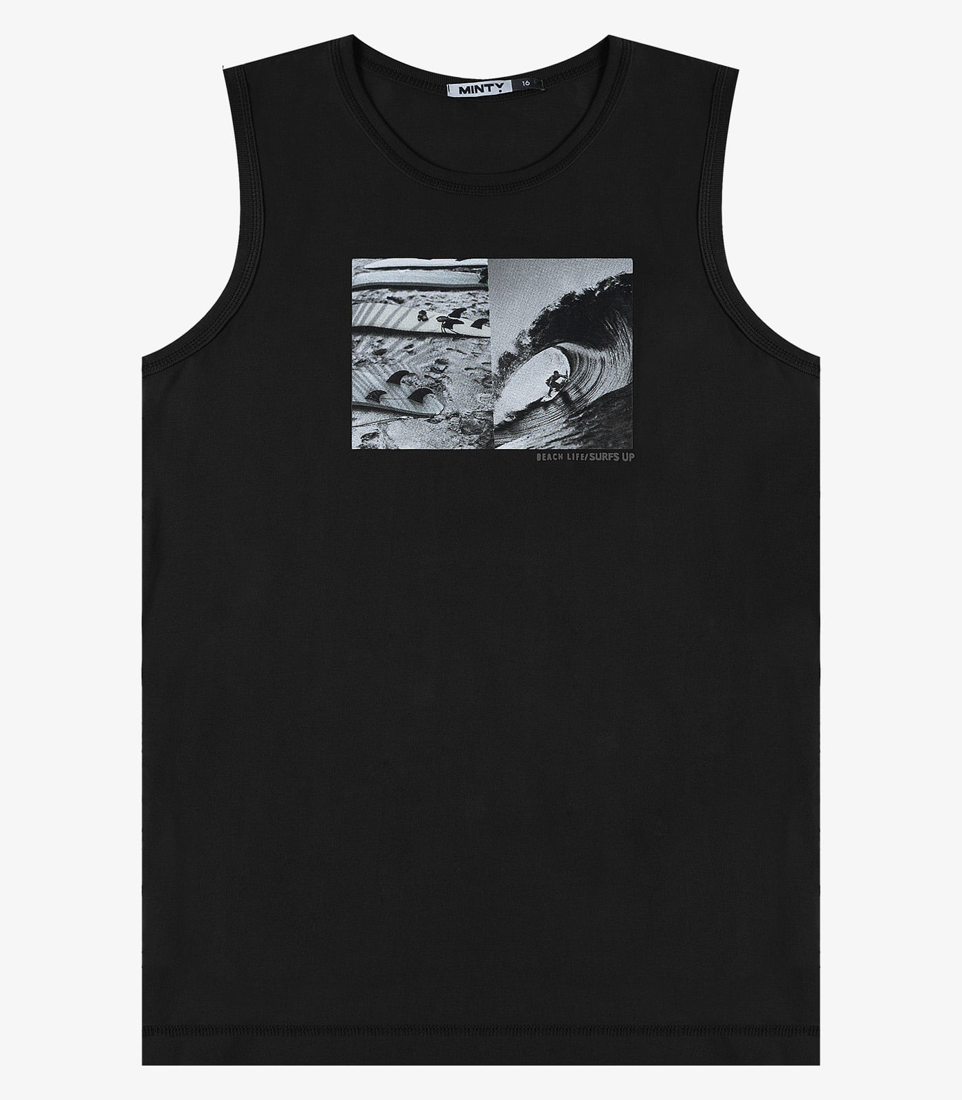 Regata Juvenil Meia Malha Masculina Minty Preto