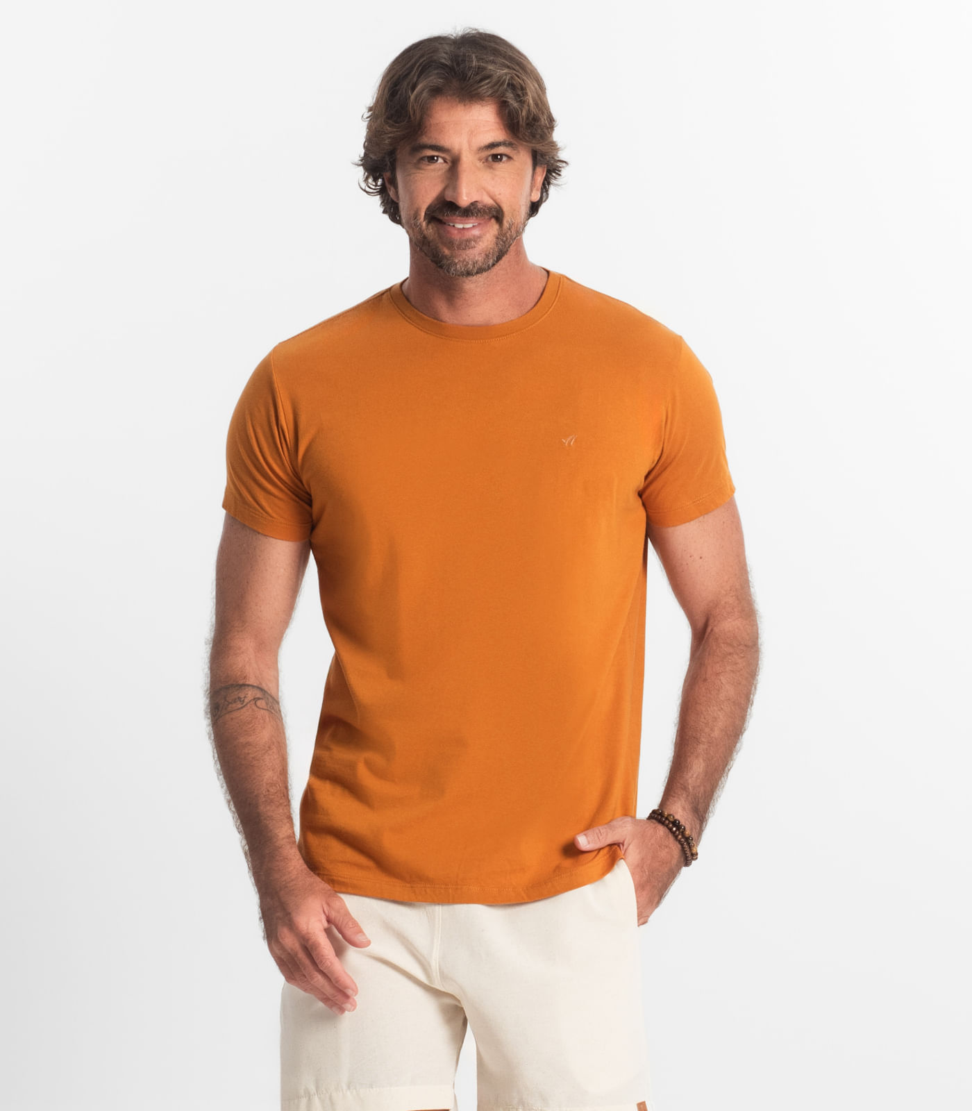 Camiseta Masculina Básica Select Marrom - Imagem 13