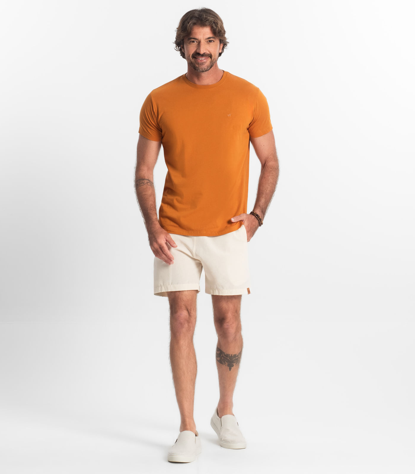 Camiseta Masculina Básica Select Marrom - Imagem 16