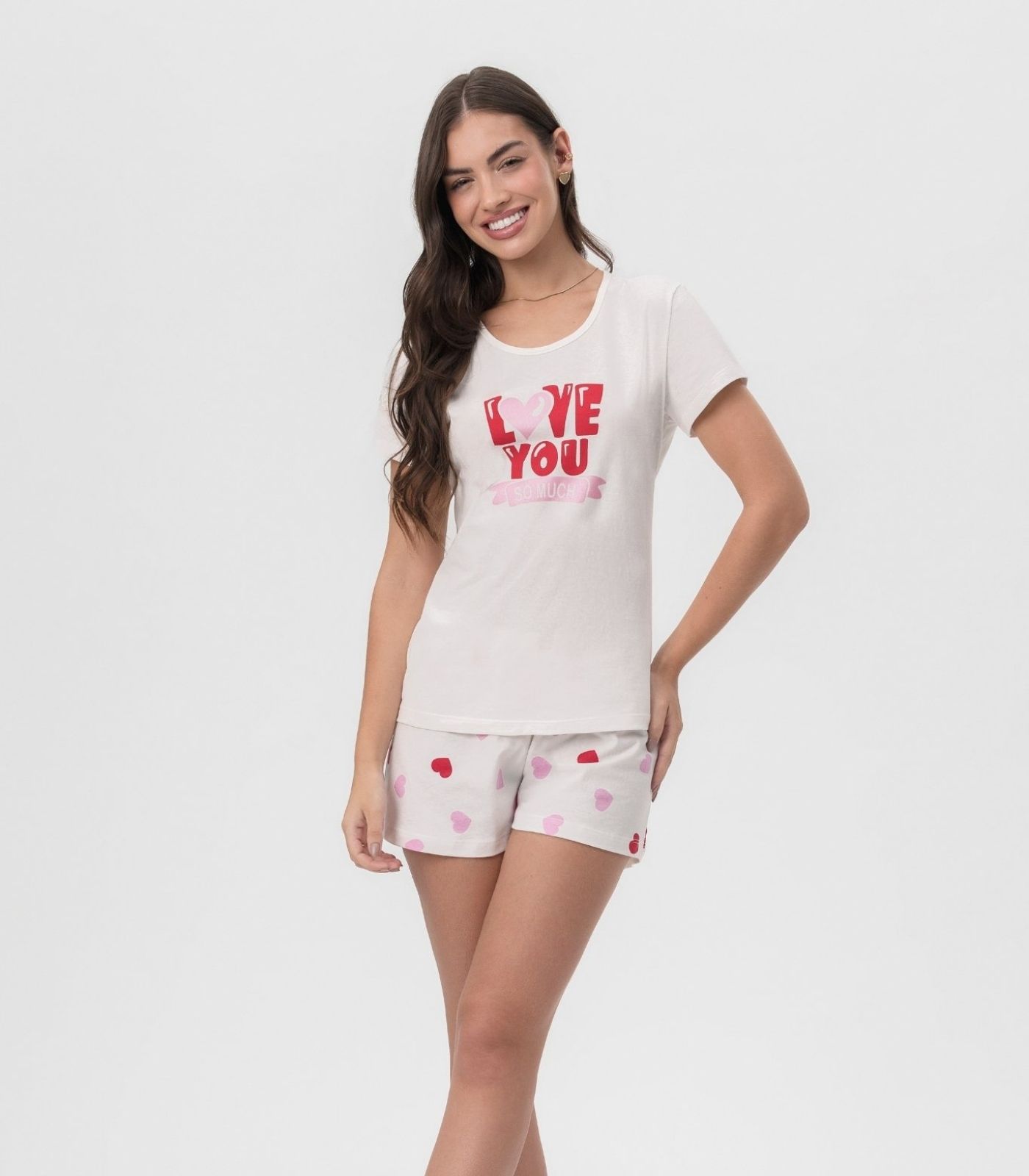 Short Doll Feminino Corações Mensageira Da Paz Branco