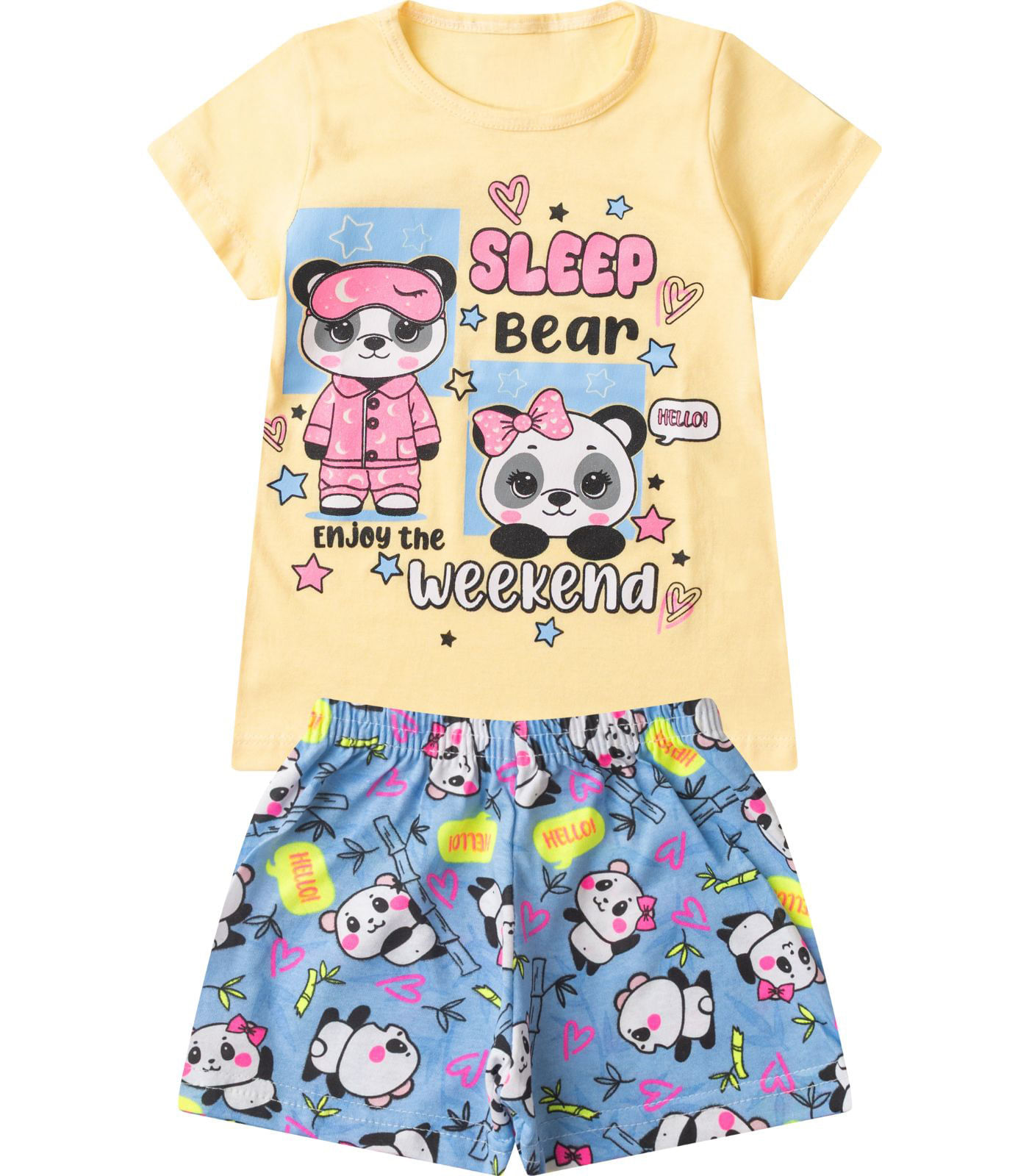 Pijama Infantil Menina Brilha no Escuro Select Amarelo