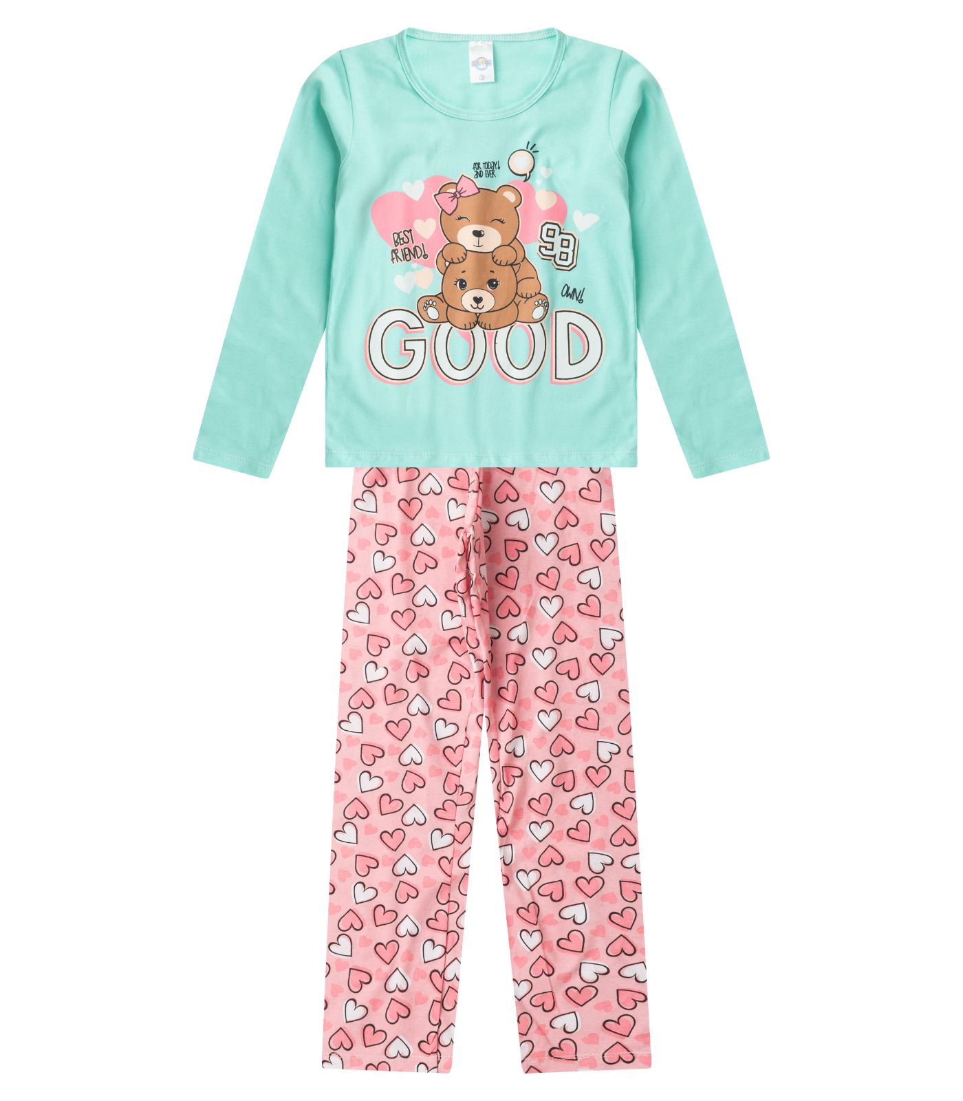 Pijama Menina Manga Longa Brilha No Escuro Kappes Verde - Imagem 3