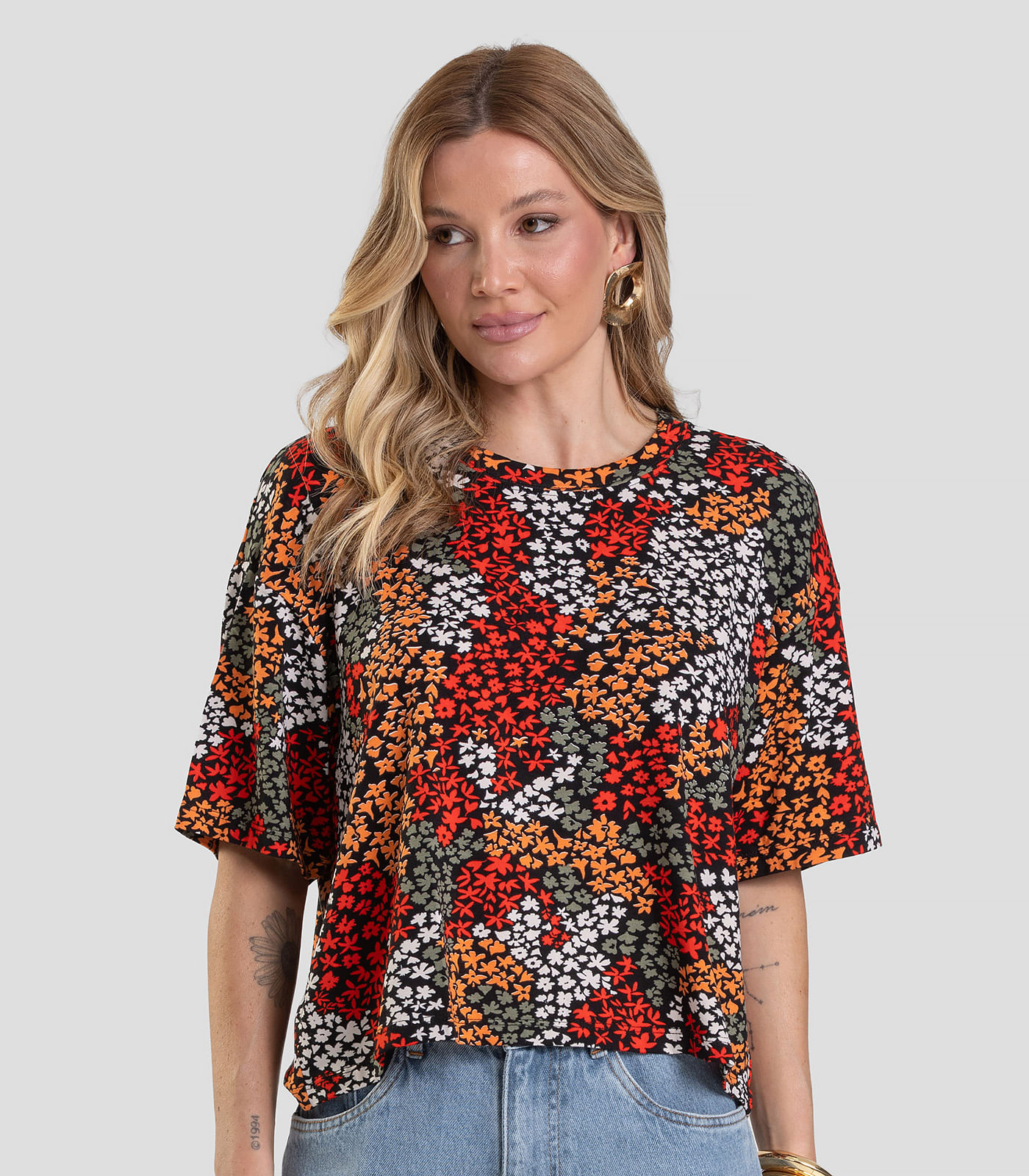 Blusa Feminina Manga Curta Select Laranja - Imagem 9