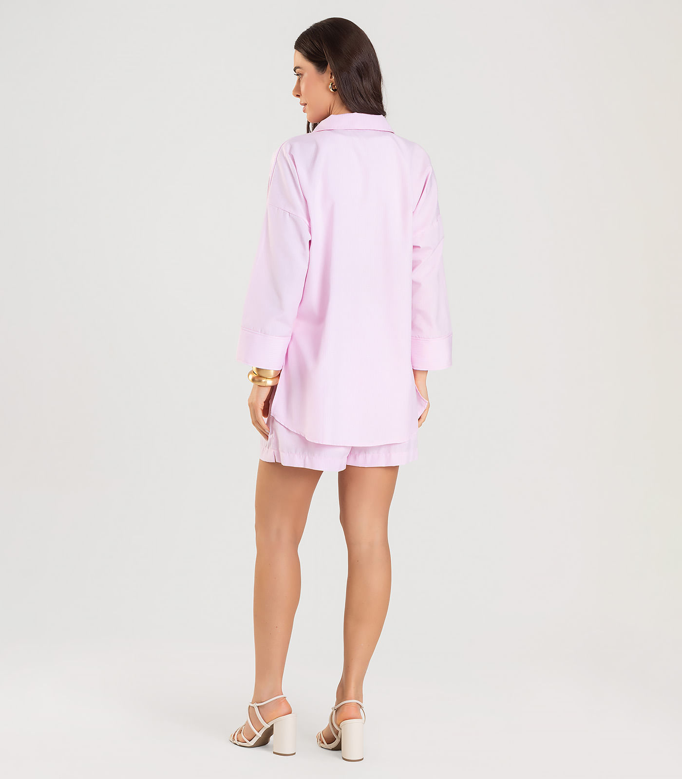 Shorts Feminino Listrado Dianna Rosa - Imagem 3