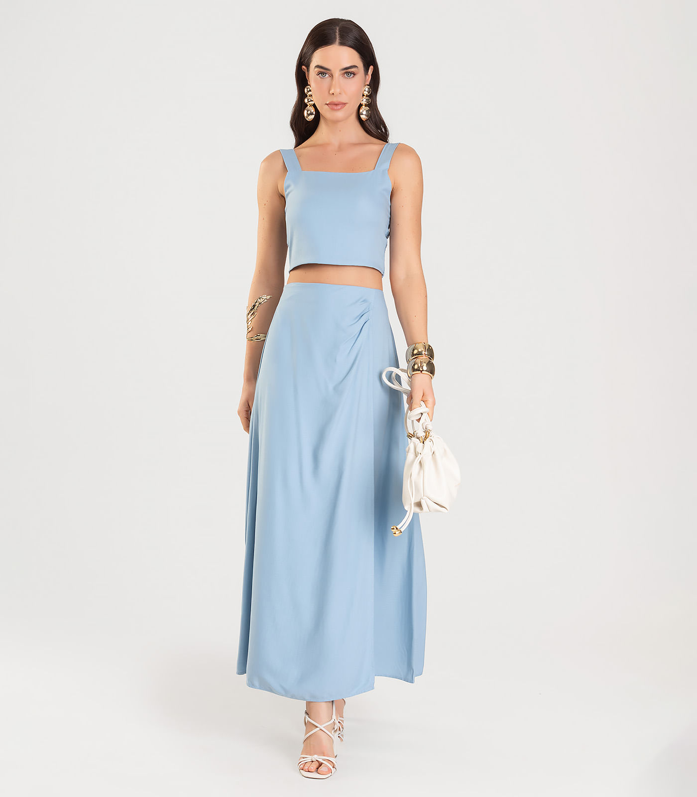 Saia Longa Lisa Feminina Dianna Azul