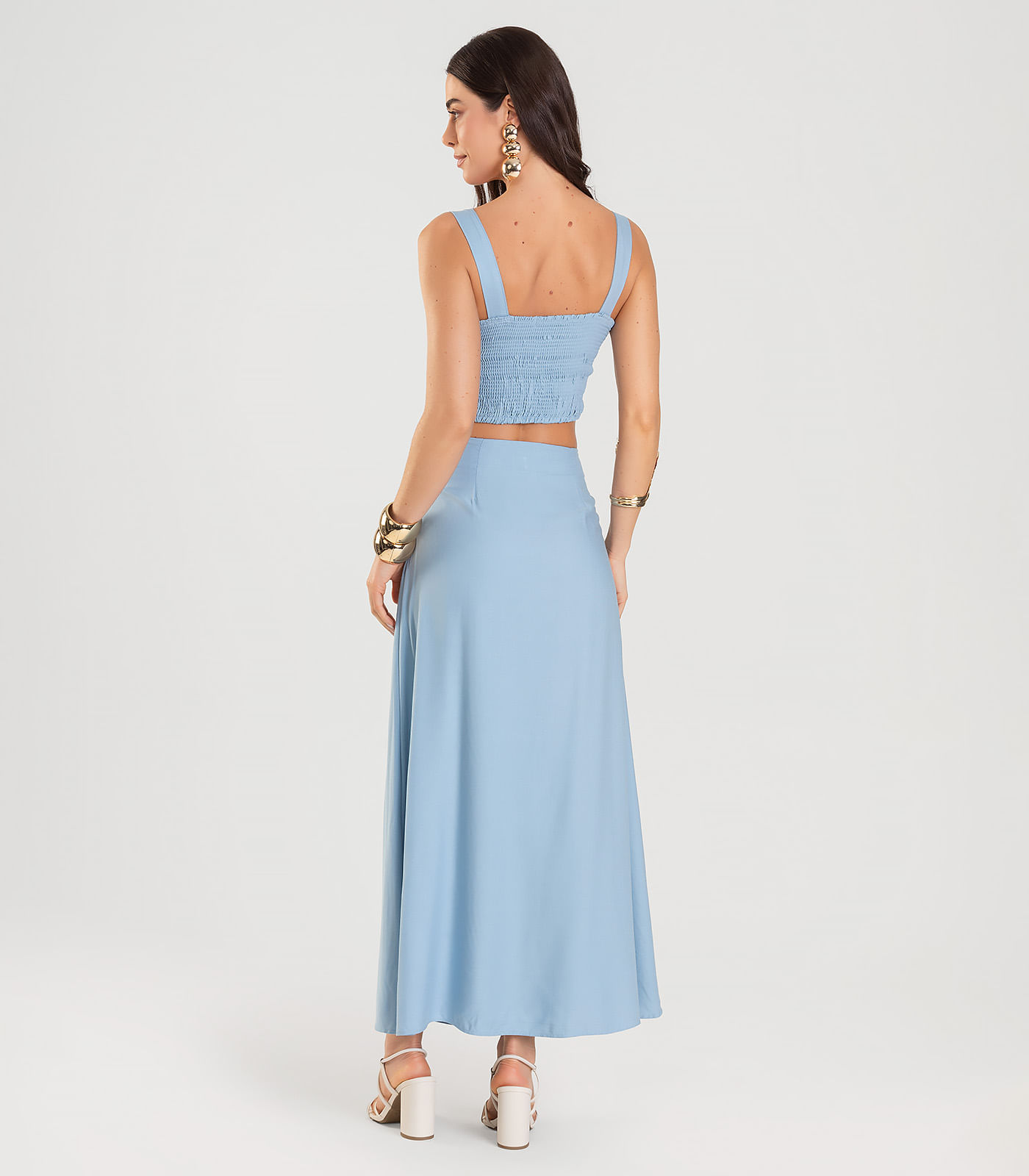 Saia Longa Lisa Feminina Dianna Azul - Imagem 3