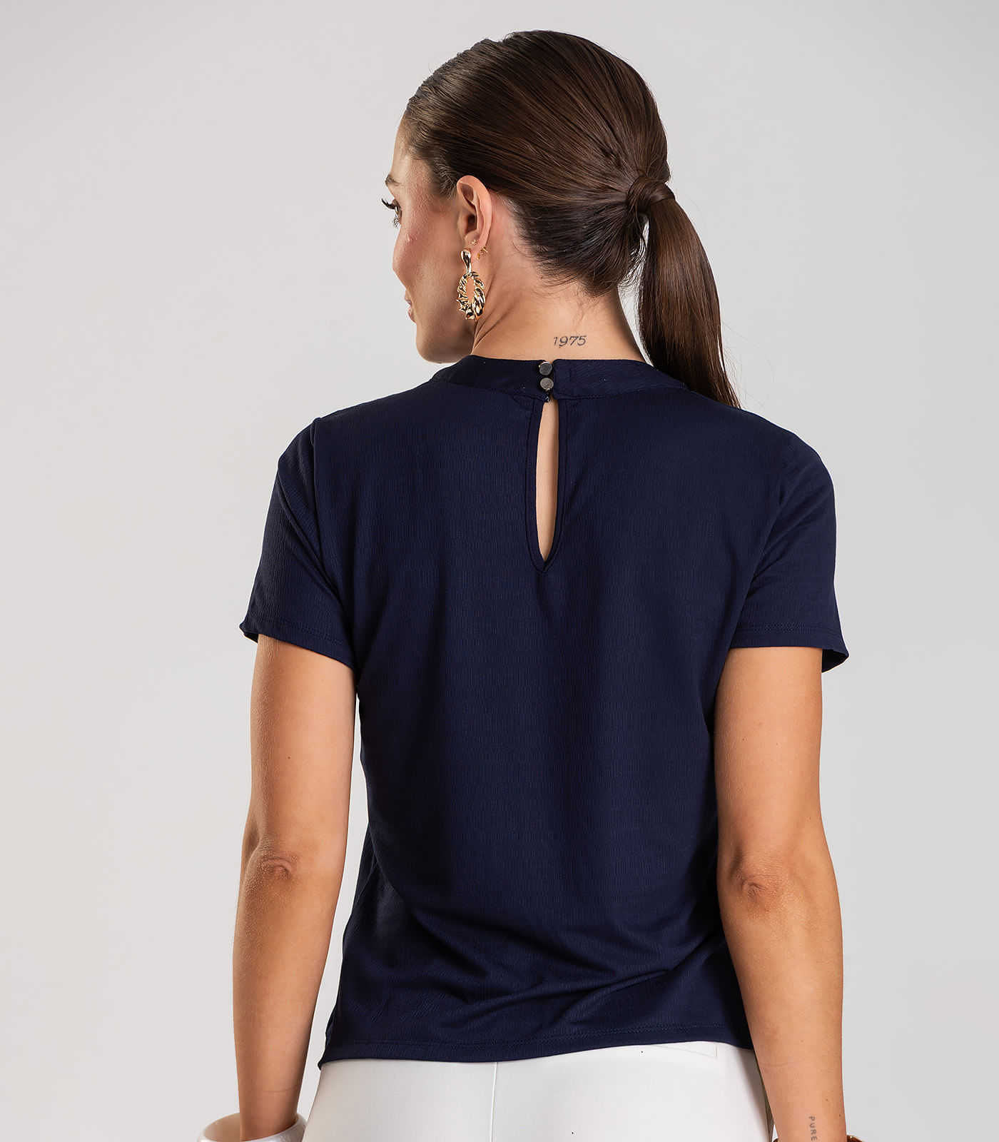 Blusa Feminina Manga Curta Dianna Azul - Imagem 3