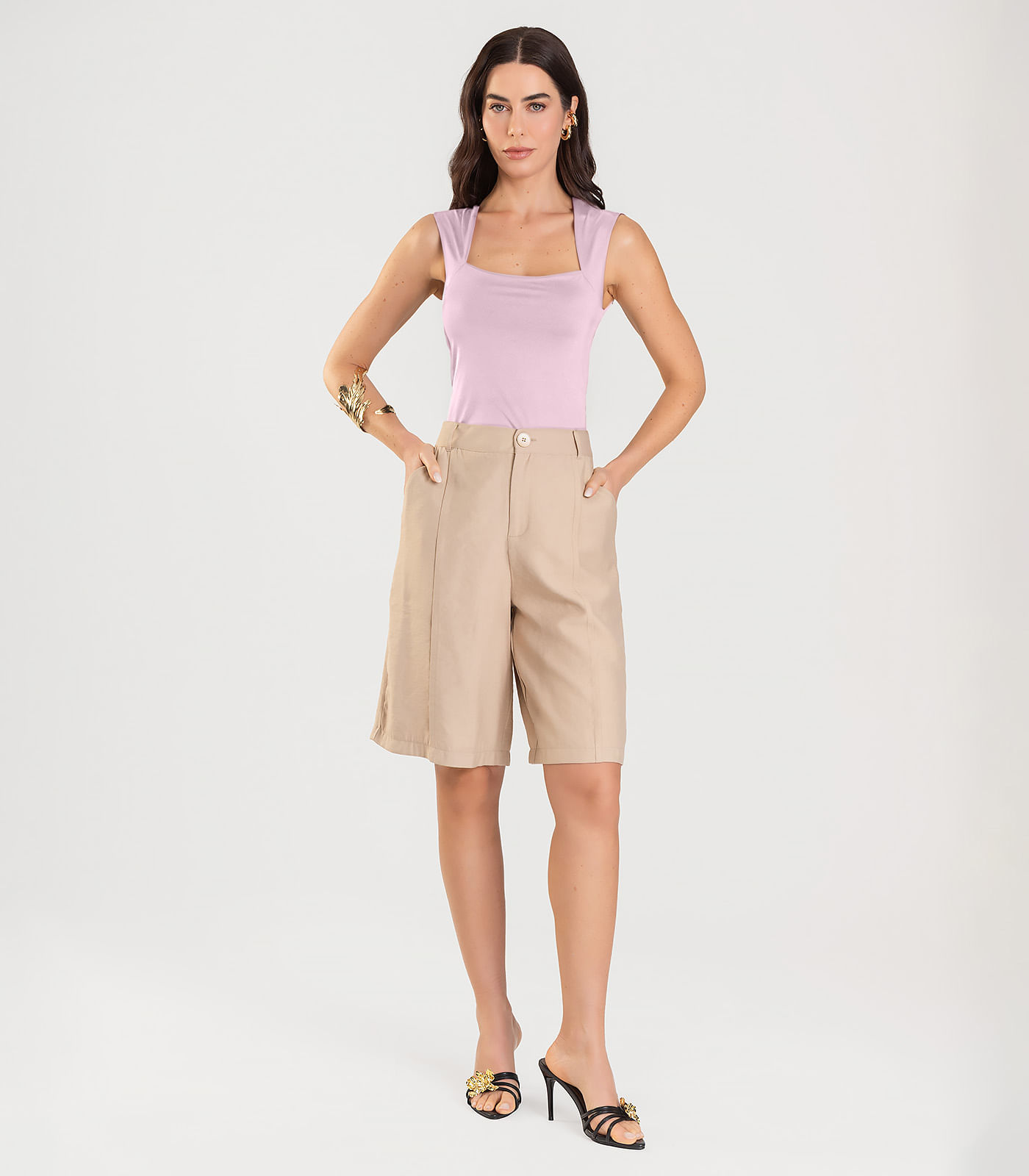 Blusa Feminina Com Decote Quadrado Dianna Rosa