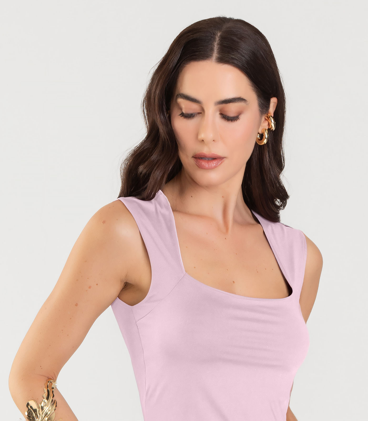 Blusa Feminina Com Decote Quadrado Dianna Rosa - Imagem 2