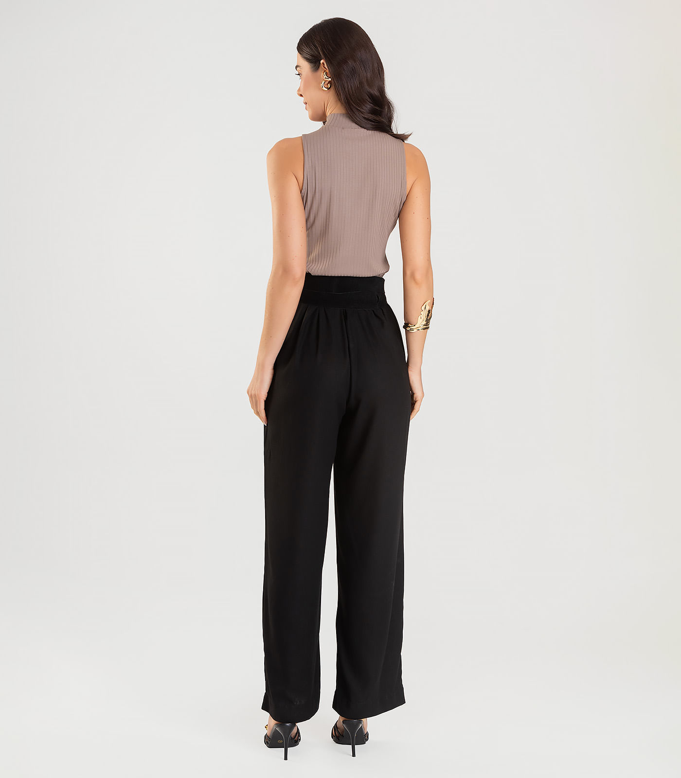 Regata Gola Alta Feminina Dianna Marrom - Imagem 3