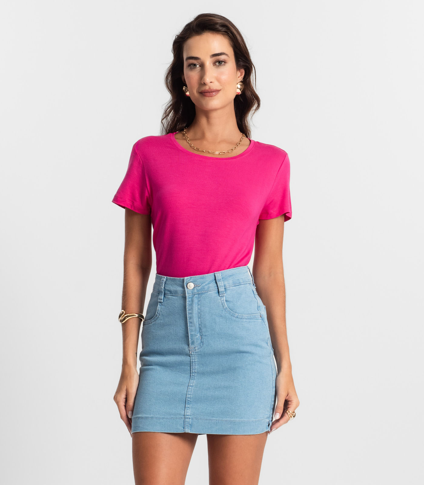 Blusa Feminina manga Curta KO Rosa