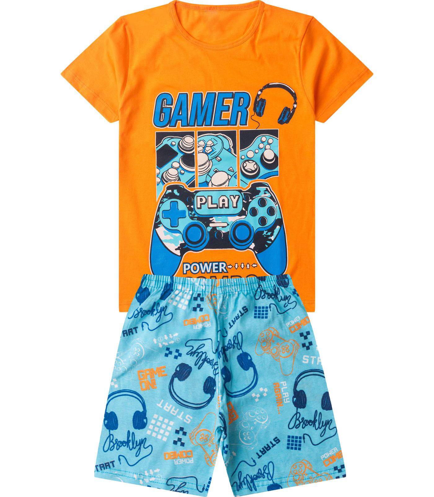 Pijama Infantil Menino Brilha No Escuro Select Laranja
