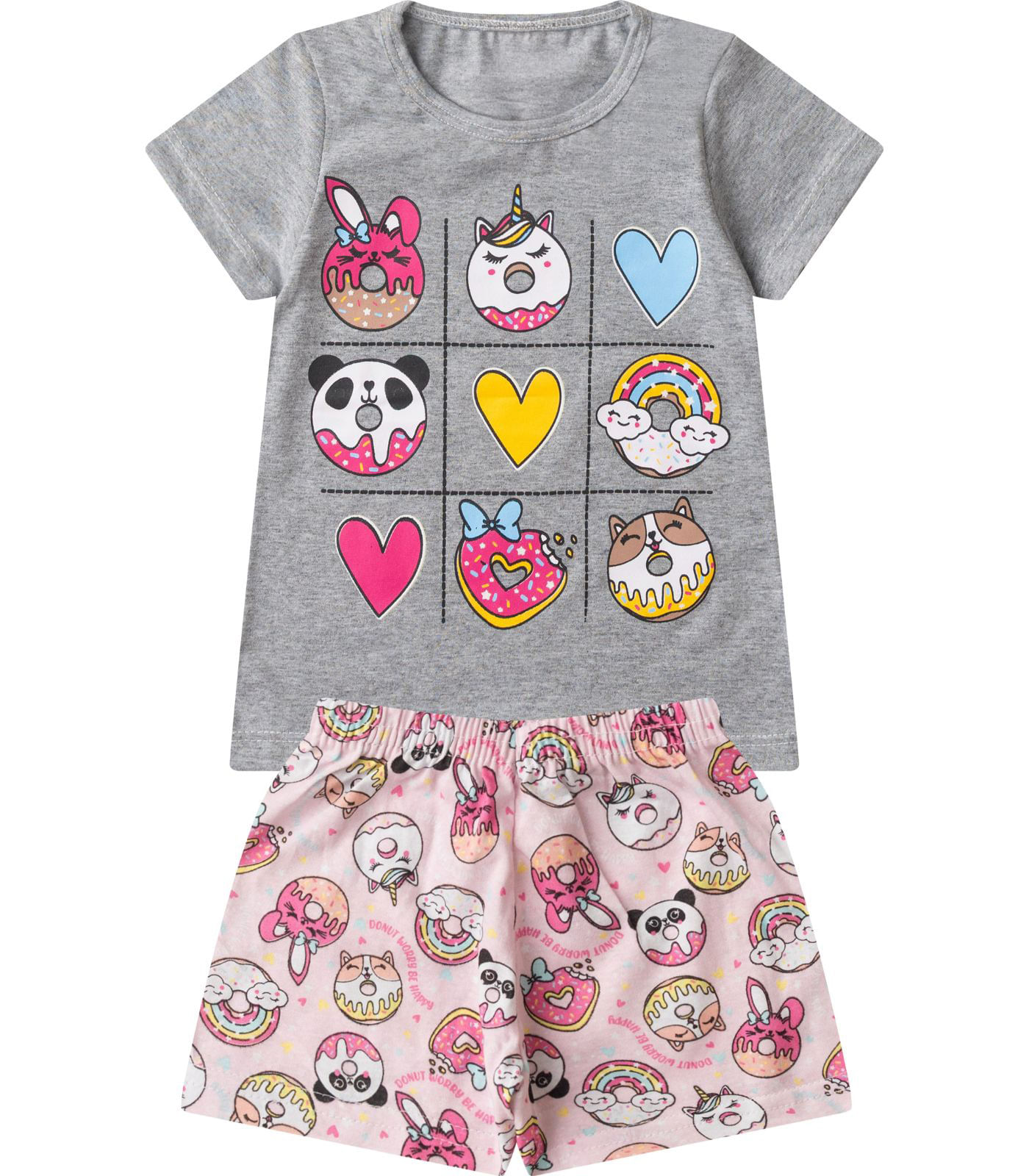 Pijama Infantil Menina Brilha no Escuro Select Cinza