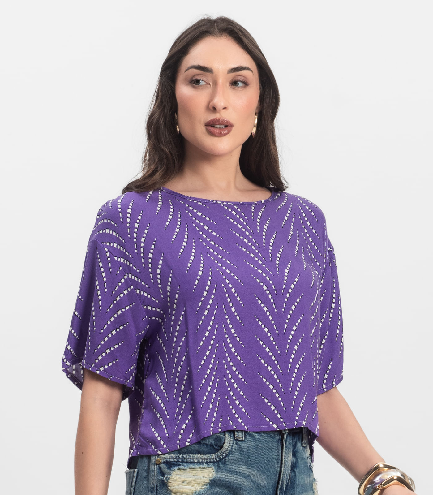 Blusa Feminina Estampada Infinita Cor Lilás - Imagem 2