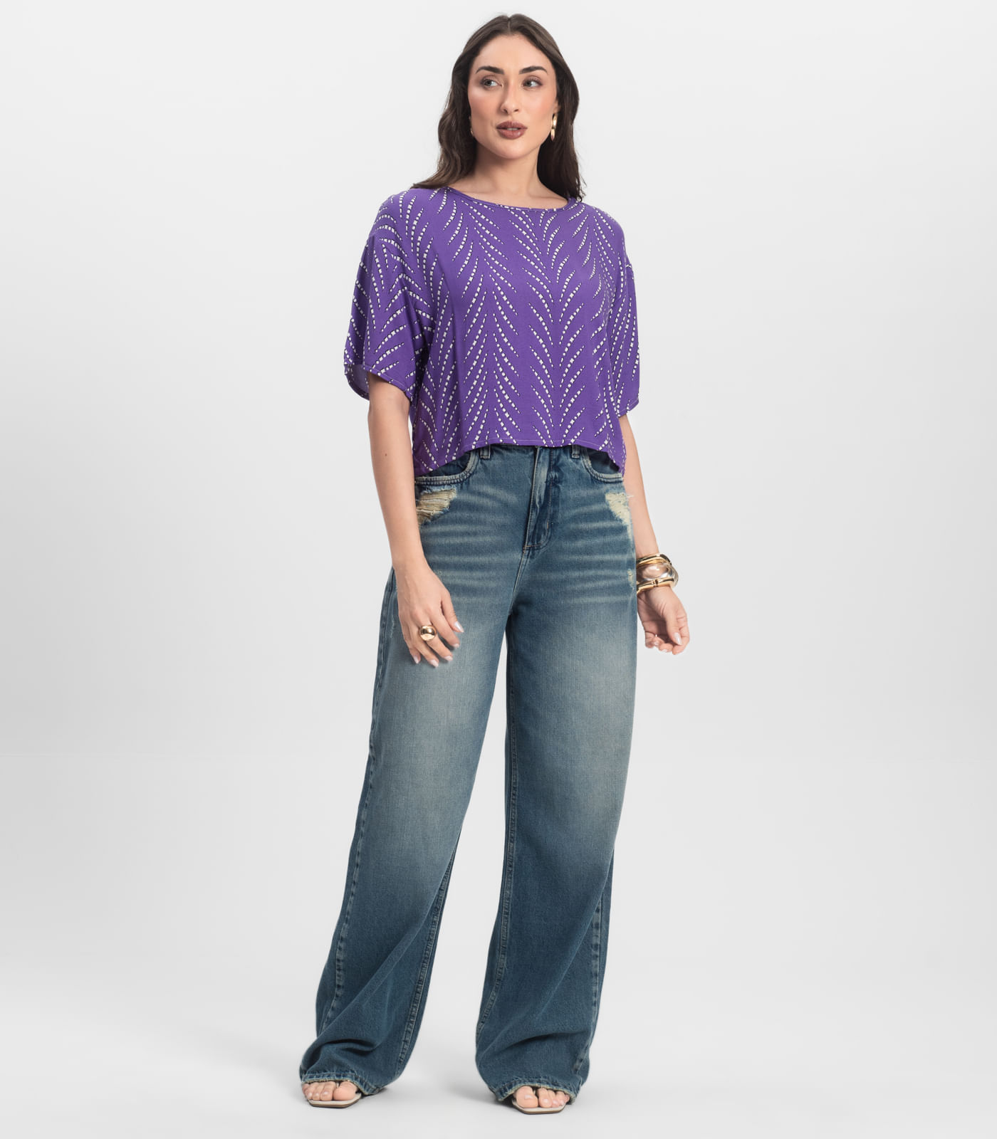 Blusa Feminina Estampada Infinita Cor Lilás - Imagem 4