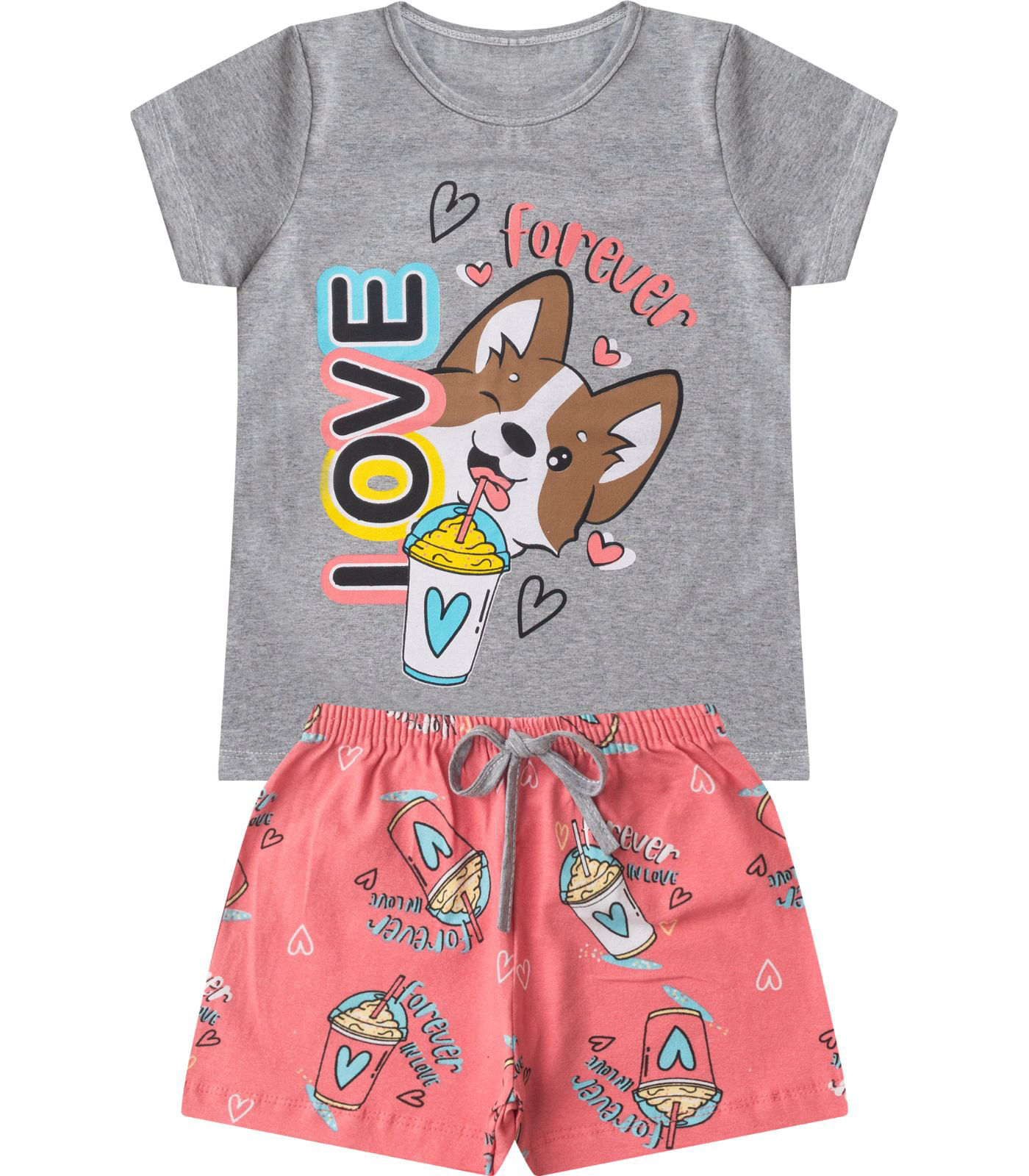 Conjunto Infantil Menina Básico Curto Select Cinza