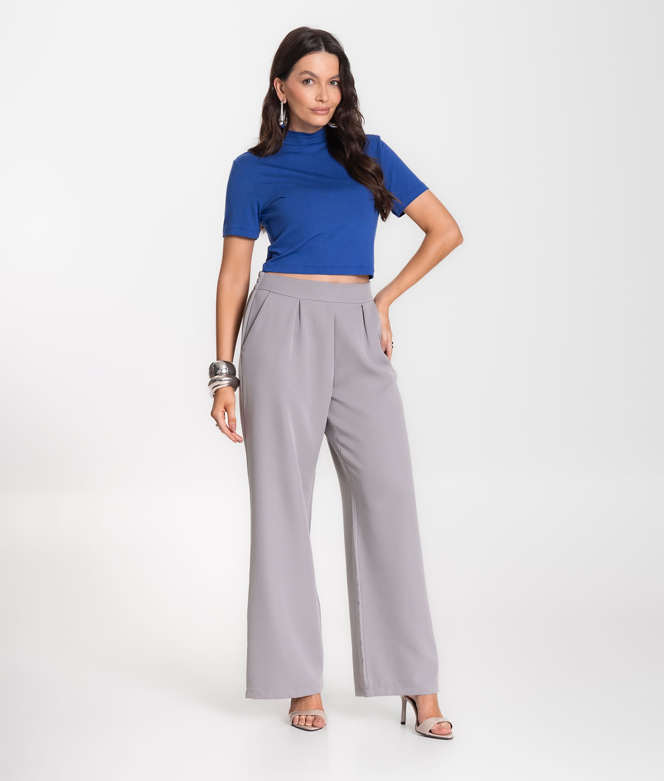 Calça Feminina Alfaiataria Com Bolsos Renaluci Cinza - Imagem 4