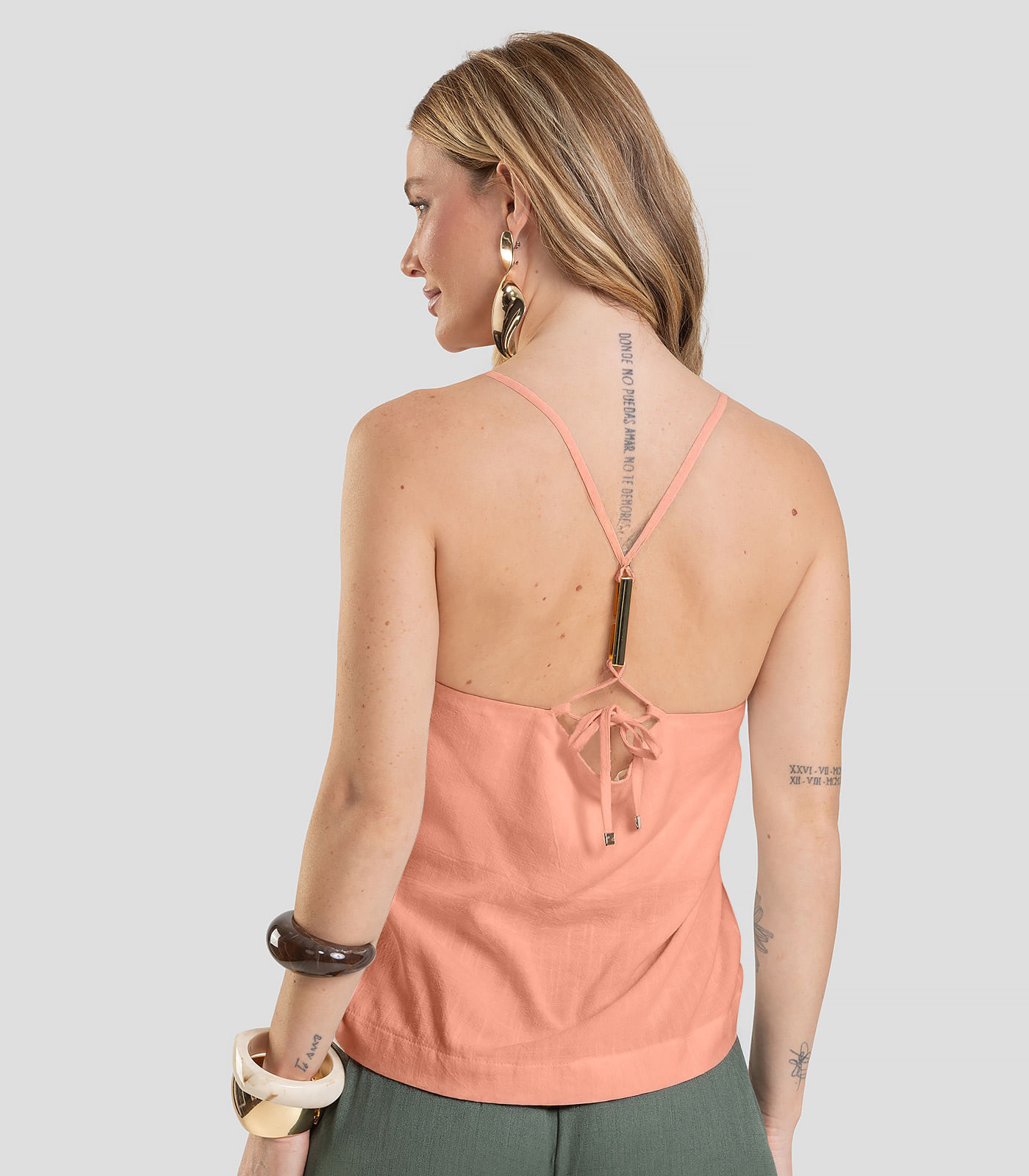 Regata Feminina em Tecido Linho Dianna Laranja - Imagem 3