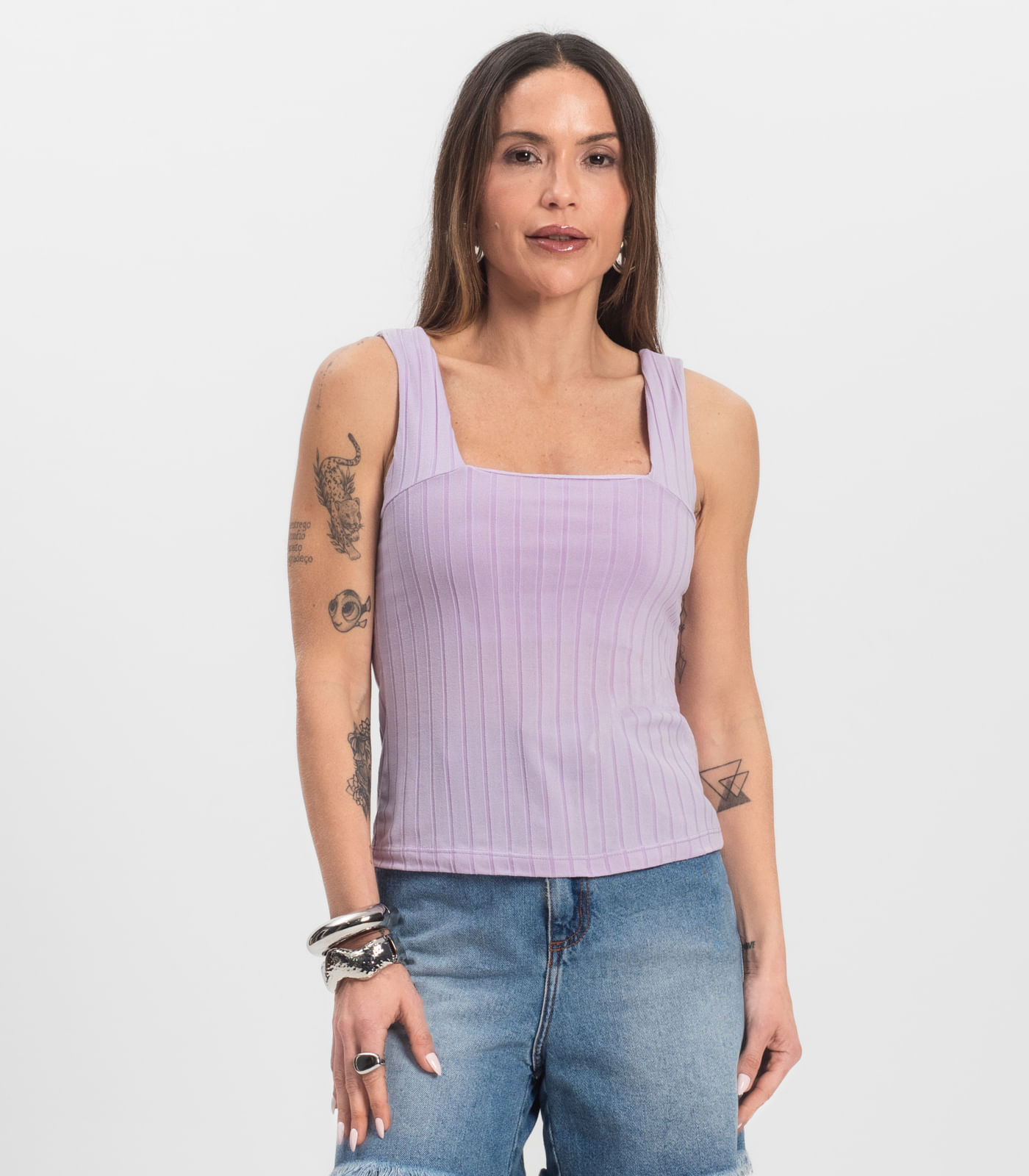 Regata Canelada Feminina Infinita Cor Roxo