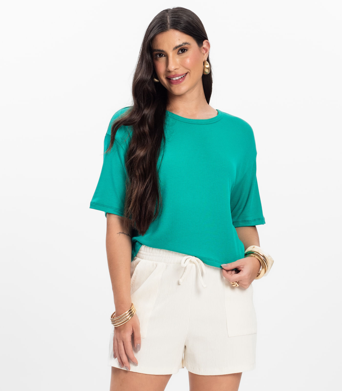 T- Shirt Feminina Canelada Infinita Cor Verde