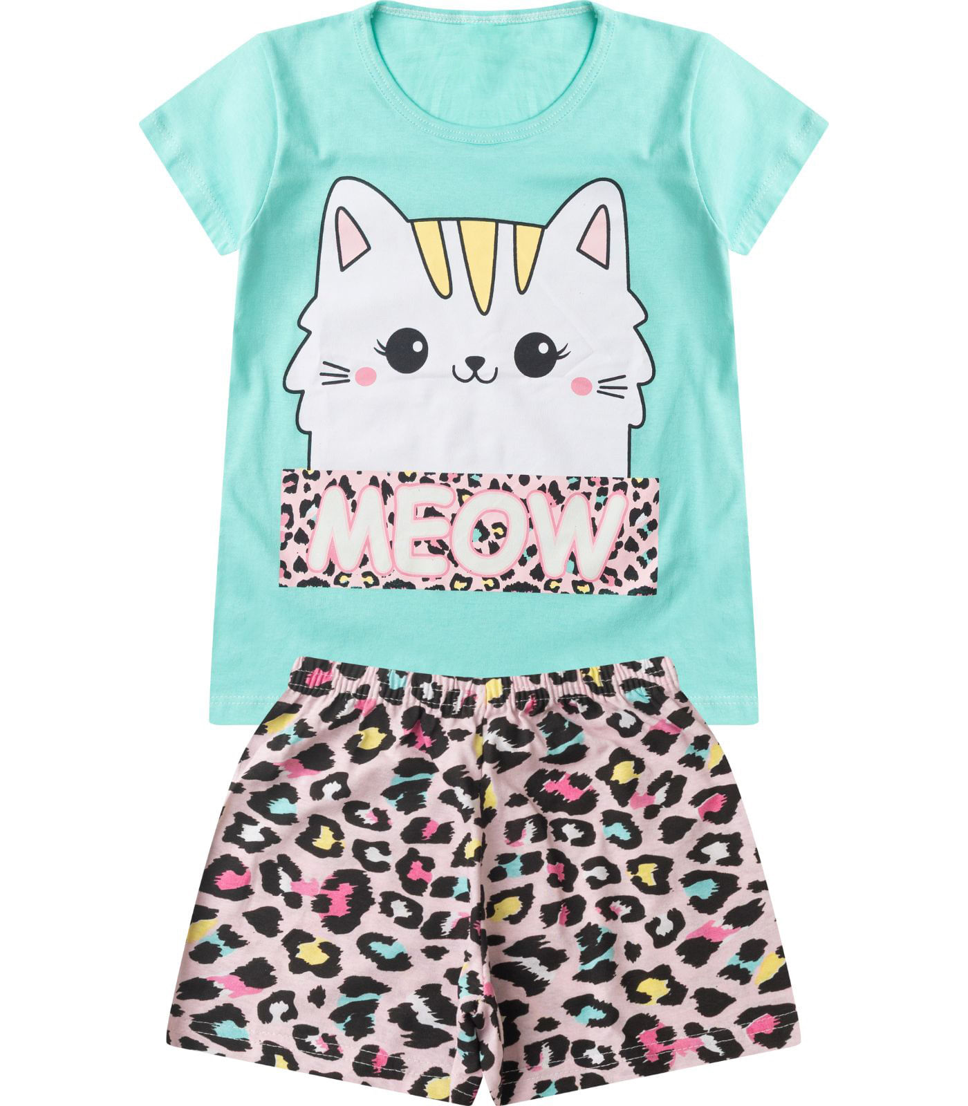 Pijama Infantil Menina Curto Algodão Select Verde