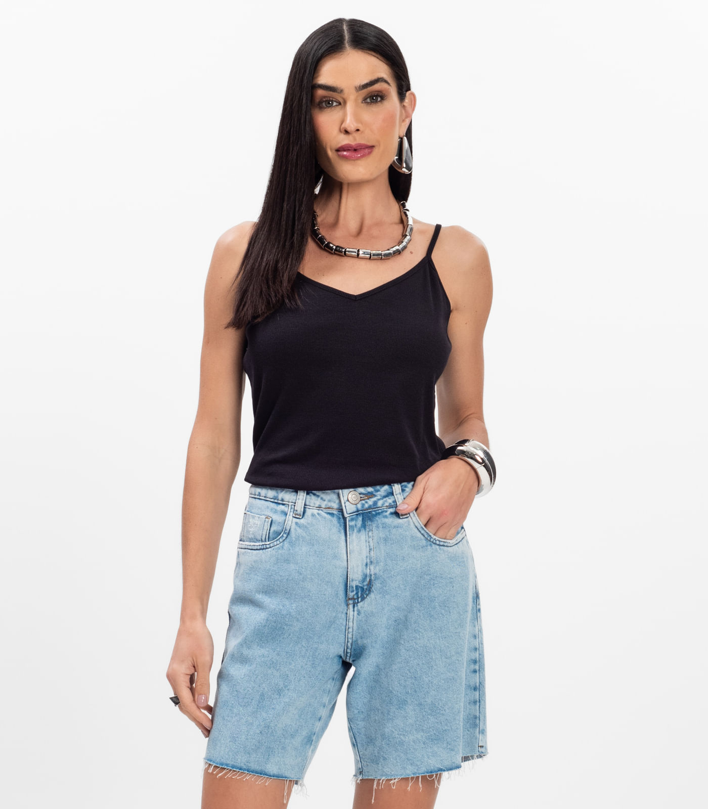 Blusa de Alça Infinita Cor Preto