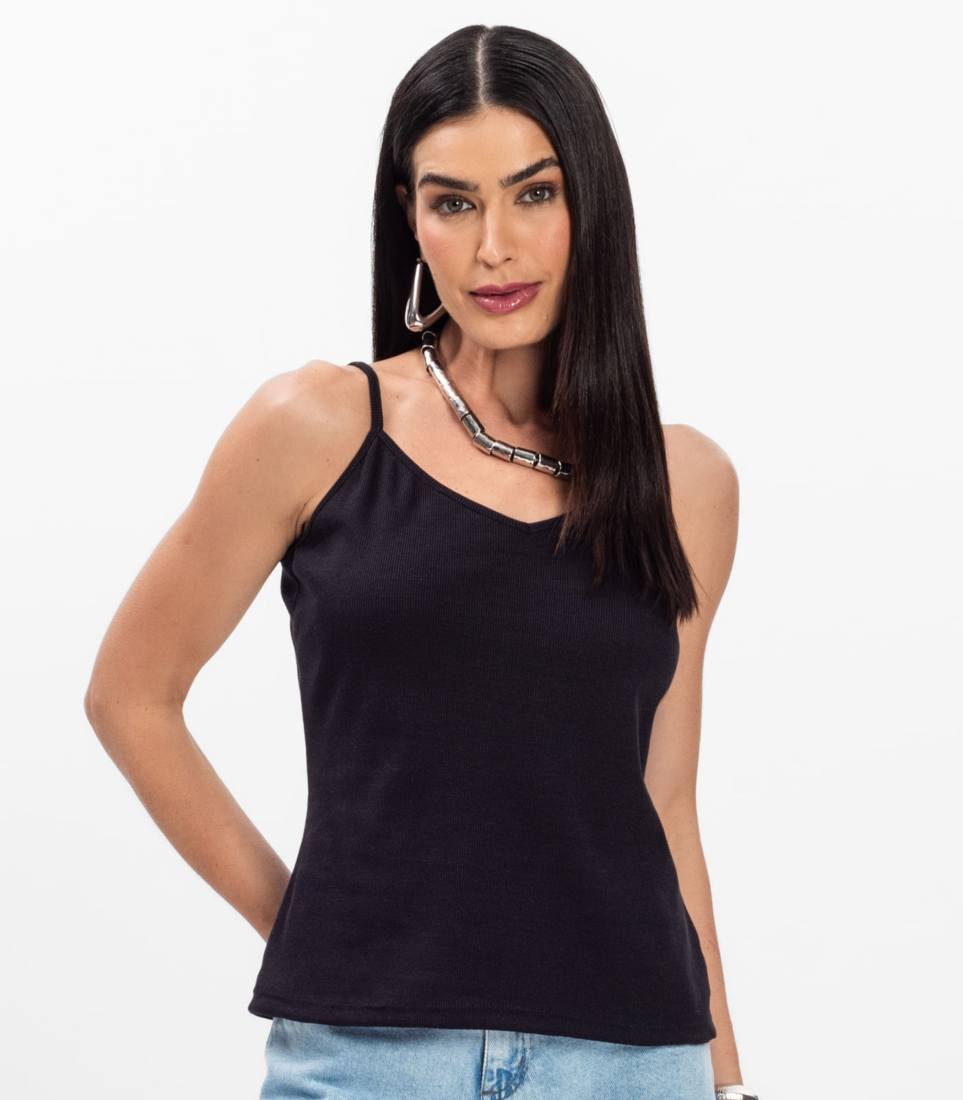 Blusa de Alça Infinita Cor Preto - Imagem 2
